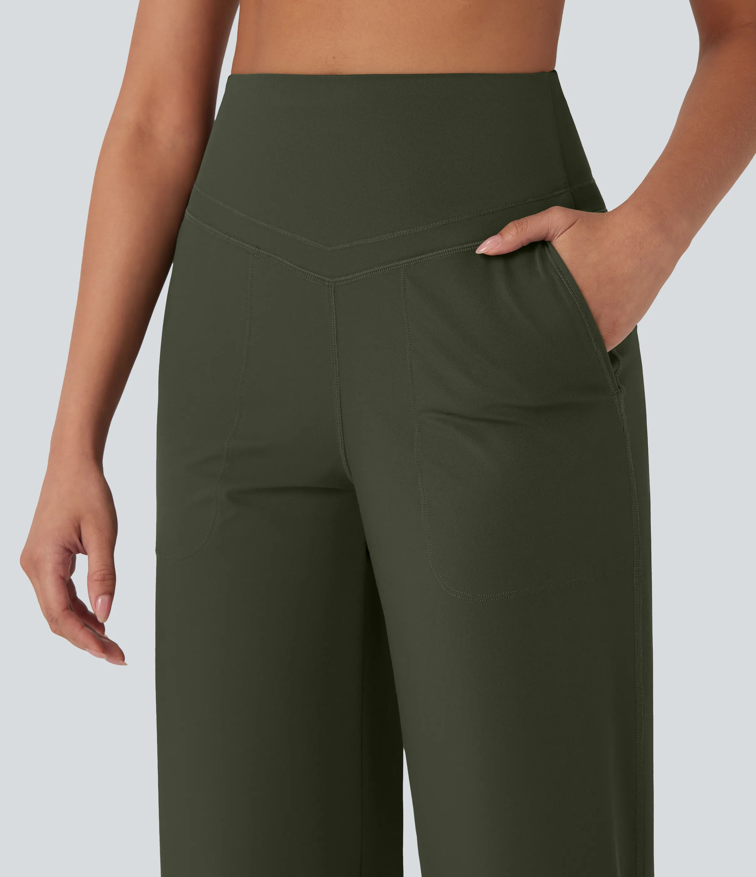 Halara Pantalones de yoga Halara UltraSculpt™ moldeadores de tiro alto con control de abdomen y pierna recta con bolsillos - Deep Woodland Green - S(tall) sold by Halara product image thumbnail 5