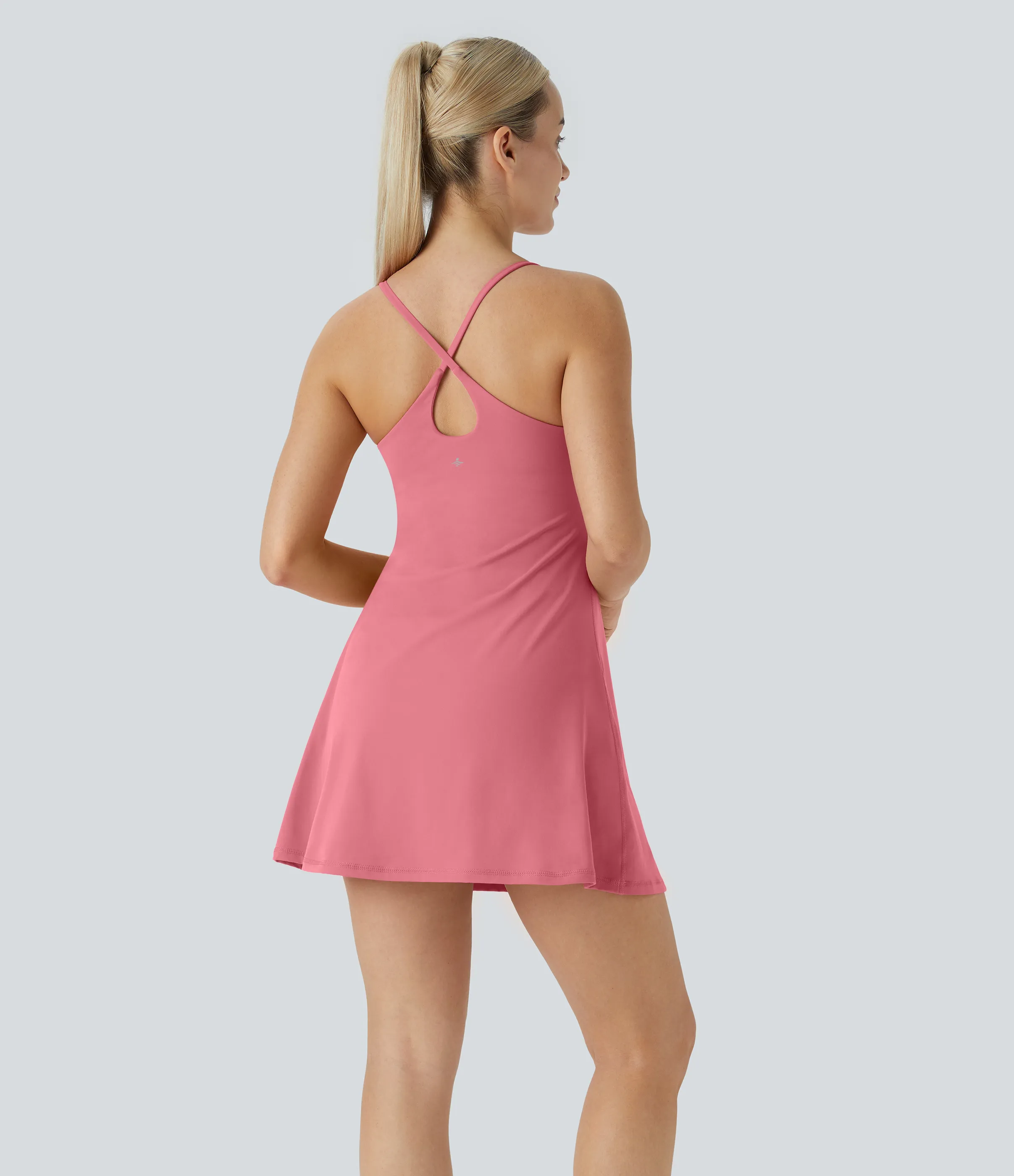 Halara Vestido deportivo SoftlyZero™ Plush afelpado sin espalda en copas D-F - Begonia Rouge - L sold by Halara product image thumbnail 3