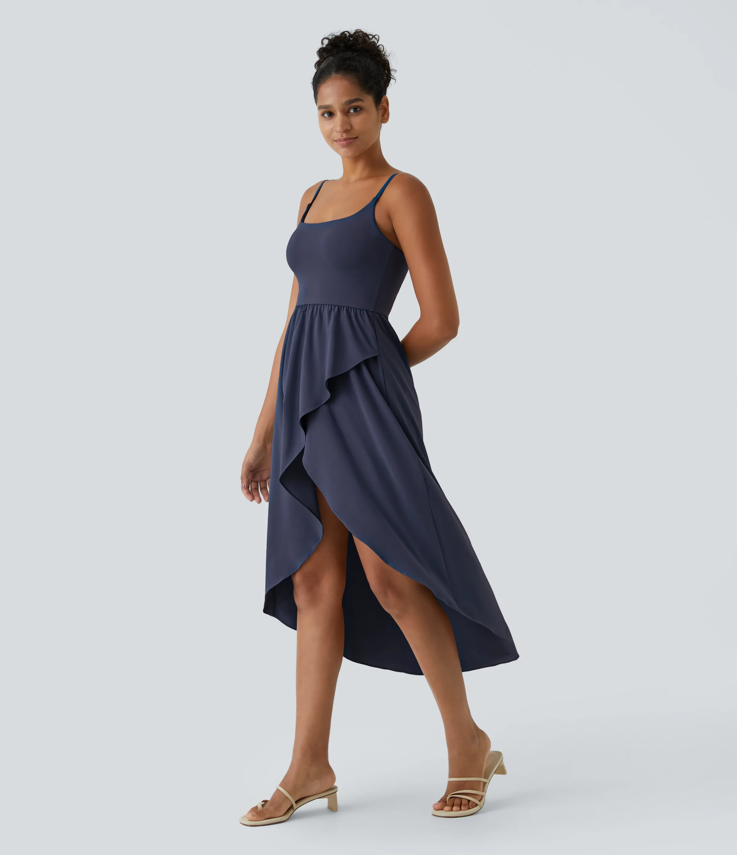 Halara Vestido Midi Breezeful™ 2 piezas tiro alto bajo sin espalda holgado secado rápido bolsillo lateral - Patriot Blue - S sold by Halara product image thumbnail 4