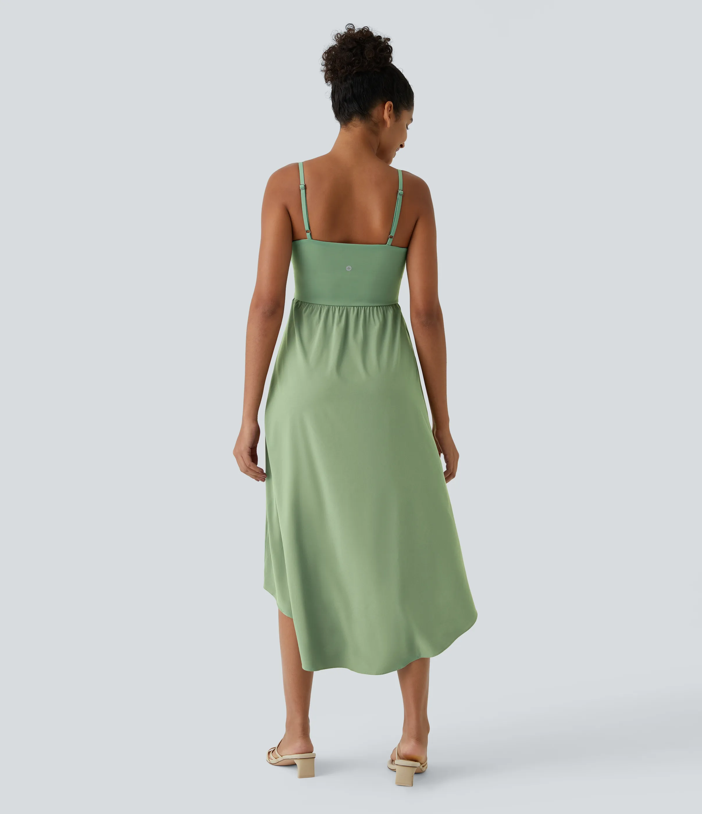 Halara Vestido Midi Breezeful™ 2 piezas tiro alto bajo sin espalda holgado secado rápido bolsillo lateral - Hot Wasabi - Green - S sold by Halara product image thumbnail 3