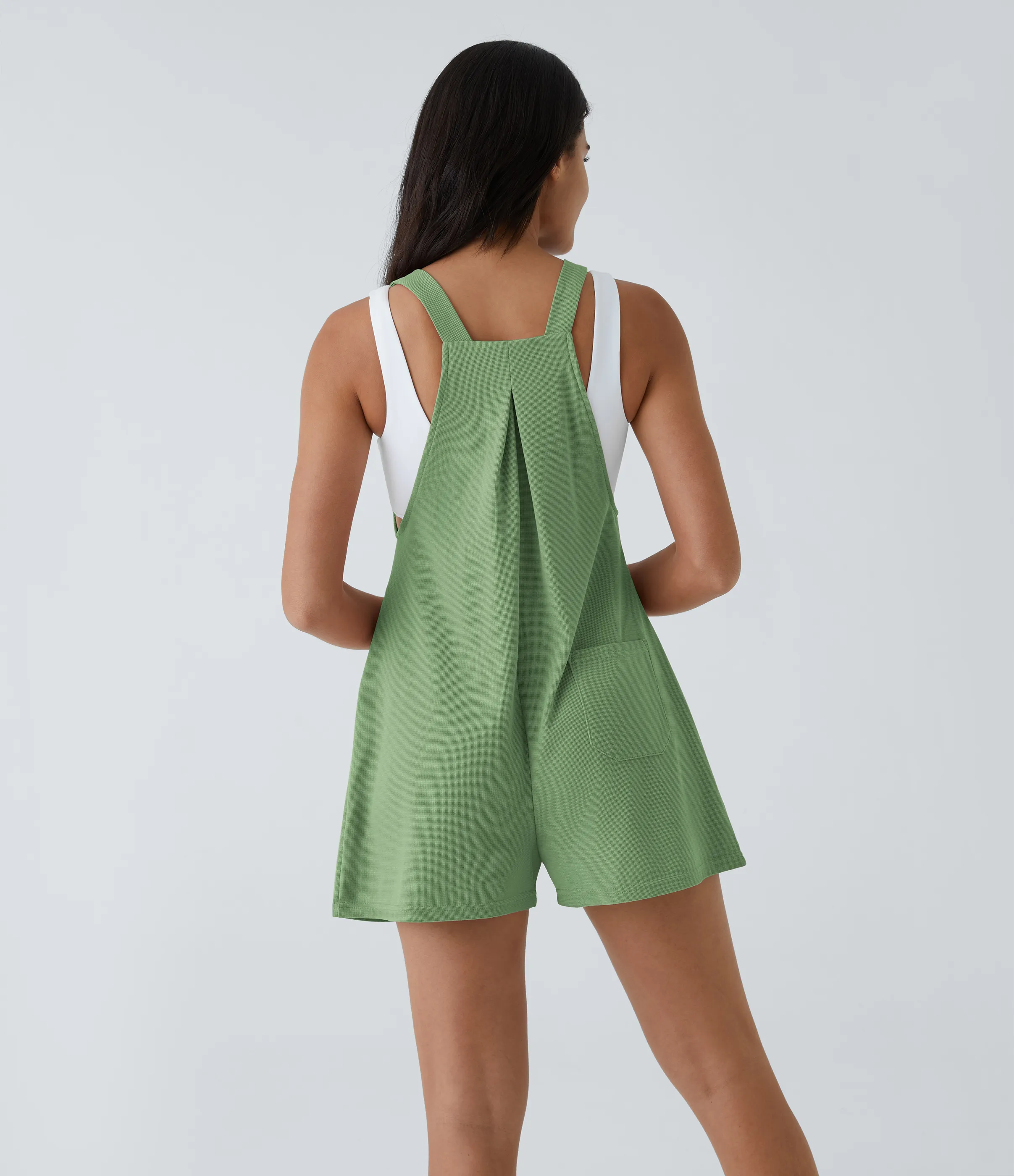 Halara Overol botón correa ajustable bolsillo múltiple gofre plisado - Kashmir - XL sold by Halara product image thumbnail 3