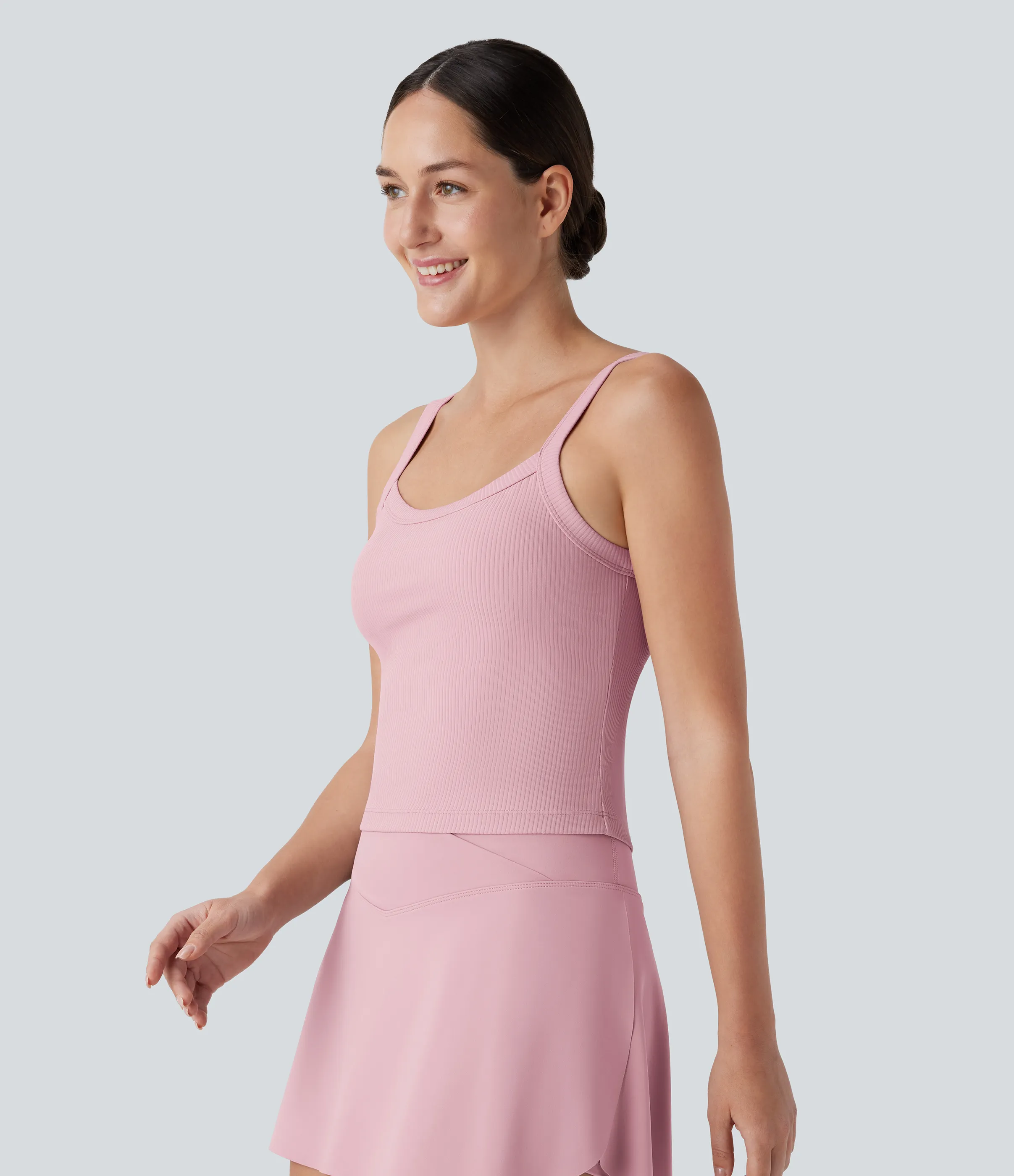 Halara Camiseta yoga sin mangas sin espalda canalé - Bleached Mauve - XL sold by Halara product image thumbnail 4