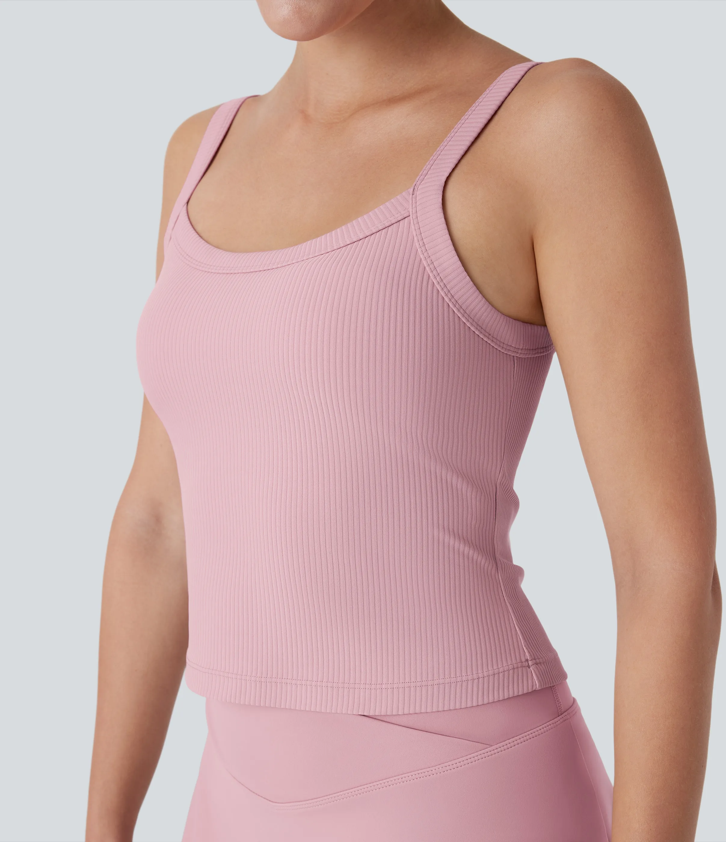 Halara Camiseta yoga sin mangas sin espalda canalé - Bleached Mauve - XL sold by Halara product image thumbnail 5