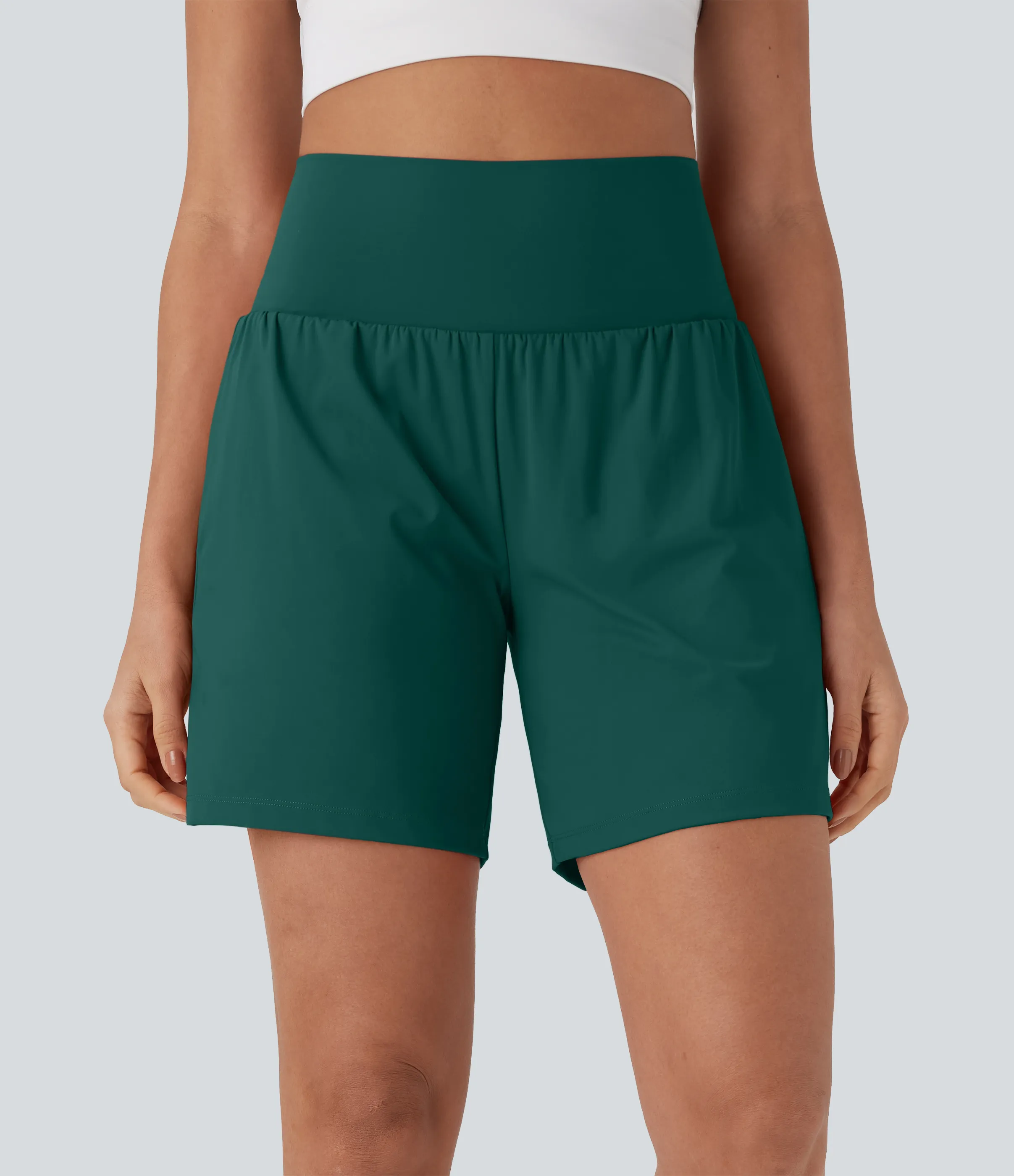 Halara Pantalones cortos de yoga Softlyzero™ Airy 2 en 1 de 17.5cm de tiro alto con tacto fresco y bolsillos - Forest Biome - M sold by Halara product image thumbnail 4