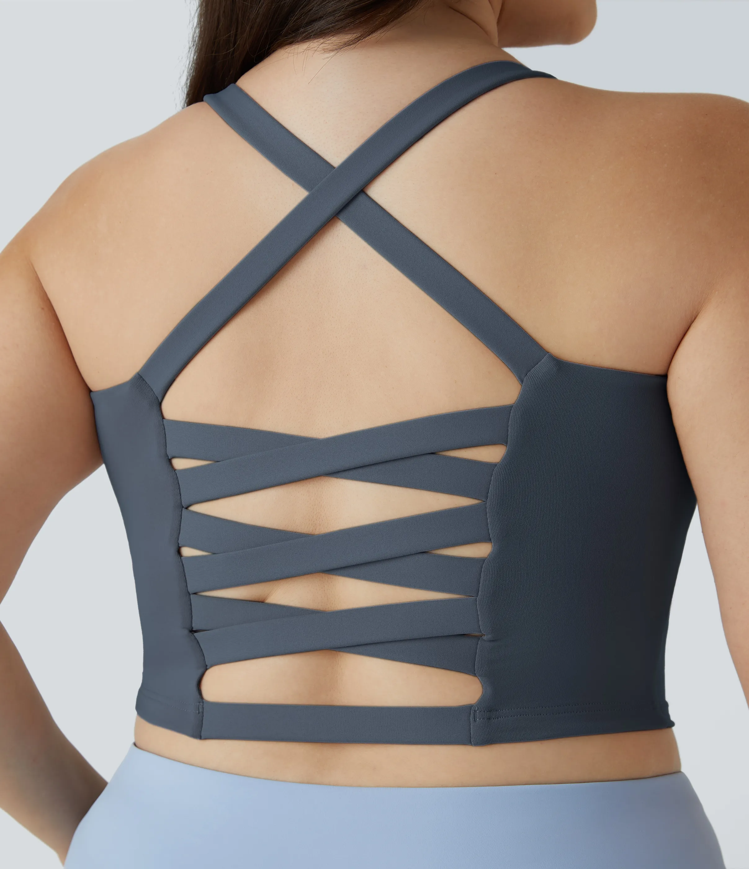 Halara Camiseta sin mangas de yoga en tallas grandes con espalda abierta y cruzada - Bering Sea - 2X sold by Halara product image thumbnail 5