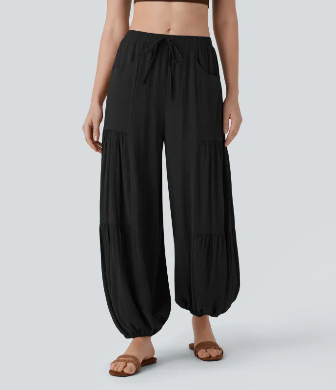 Halara Joggers relaje resort tiro medio bolsillo lateral cordón ajustable - Black - XS(regular) made by Halara