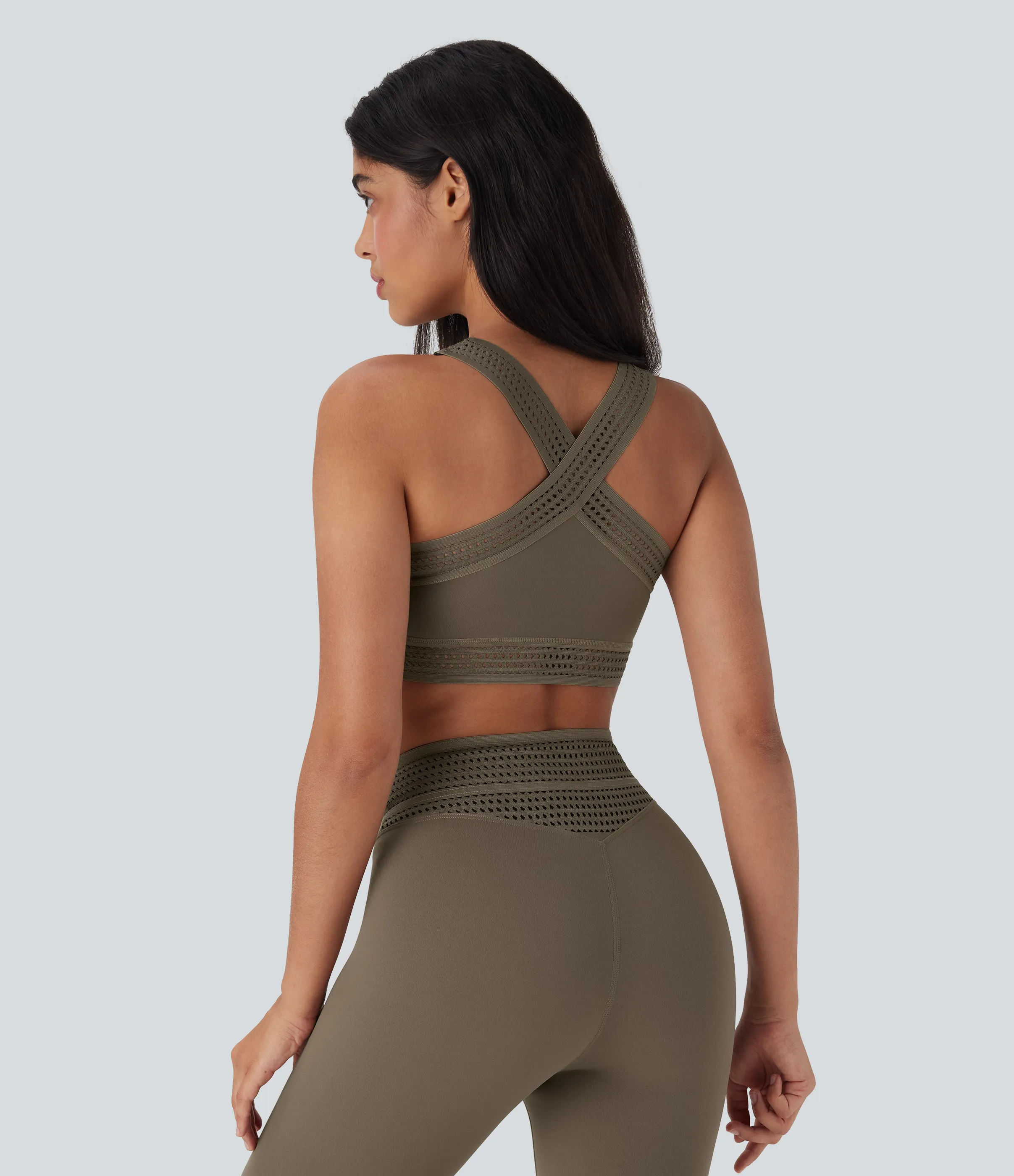 Halara Brasier deportivopara yoga de sujeción baja con cruce y abertura en copas A-C - Hay Brown - XS sold by Halara product image thumbnail 4