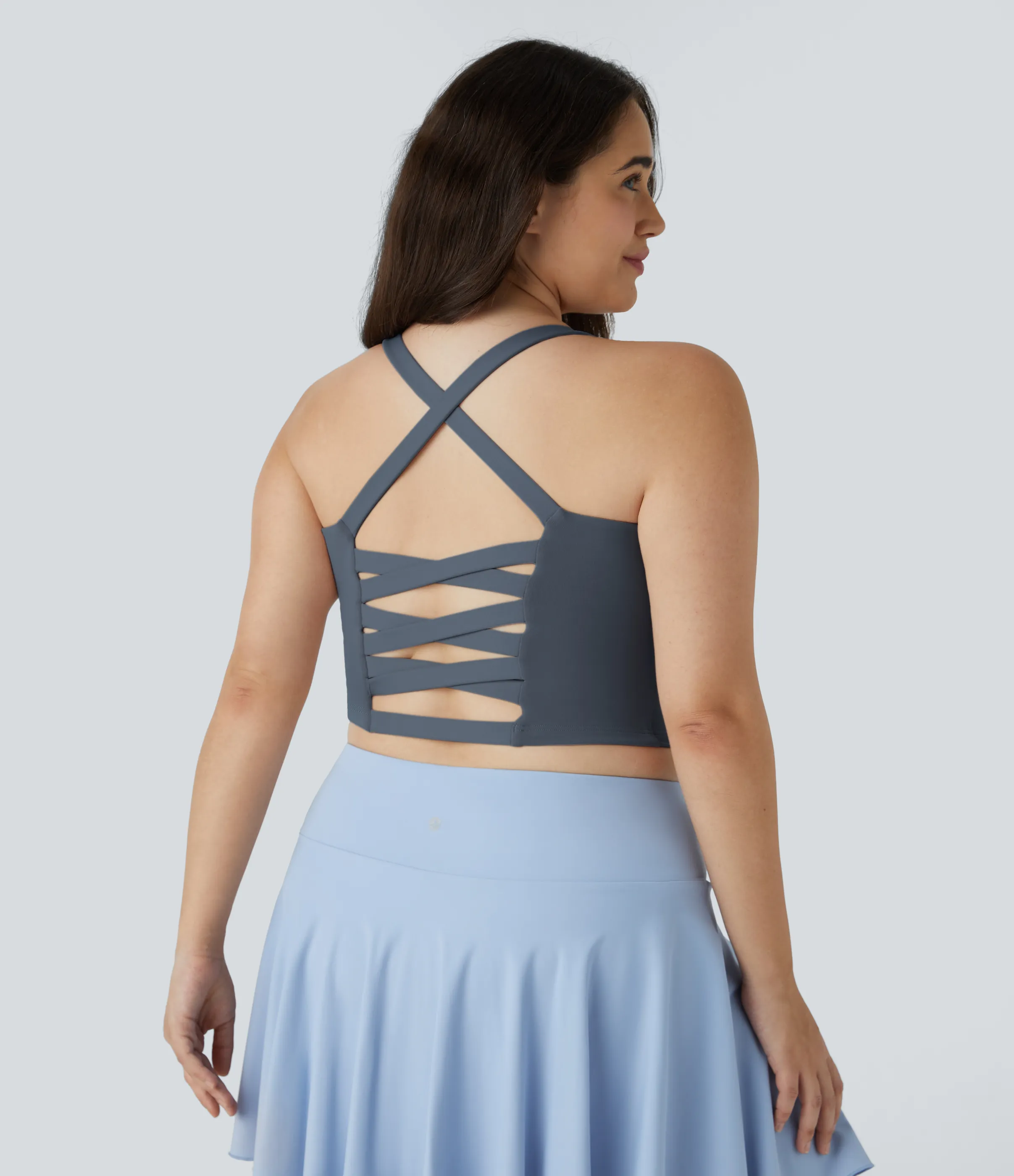 Halara Camiseta sin mangas de yoga en tallas grandes con espalda abierta y cruzada - Bering Sea - 3X sold by Halara product image thumbnail 3