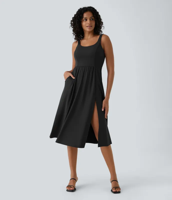 Halara Vestido casual midi con relleno en copas D-F - Black - M made by Halara