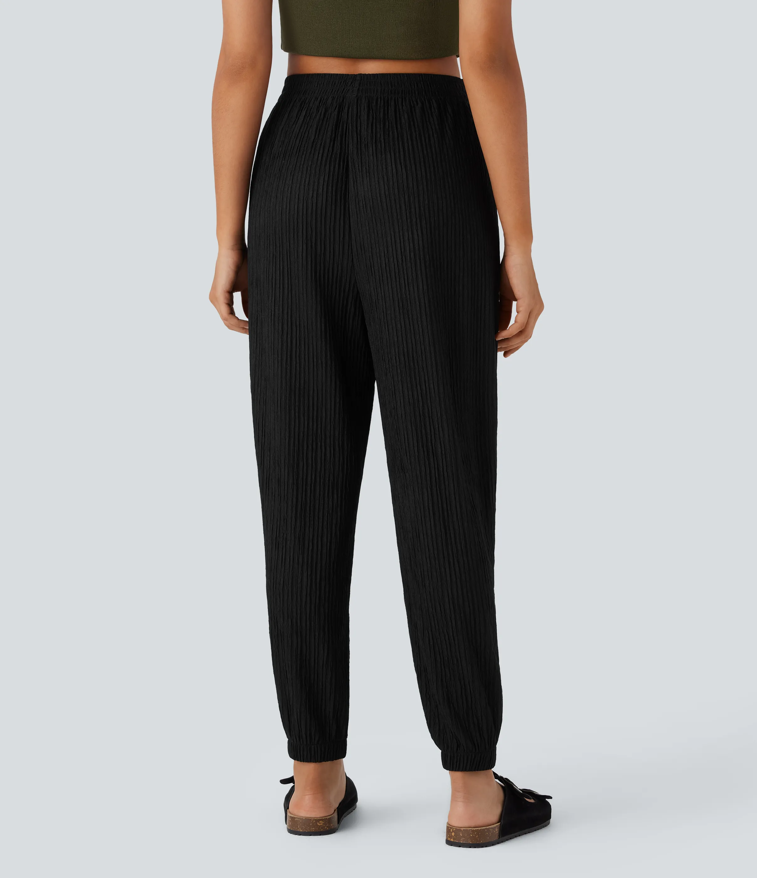 Halara Joggers casuales de tiro alto a rayas con bolsillos laterales - Black - S(regular) sold by Halara product image thumbnail 3