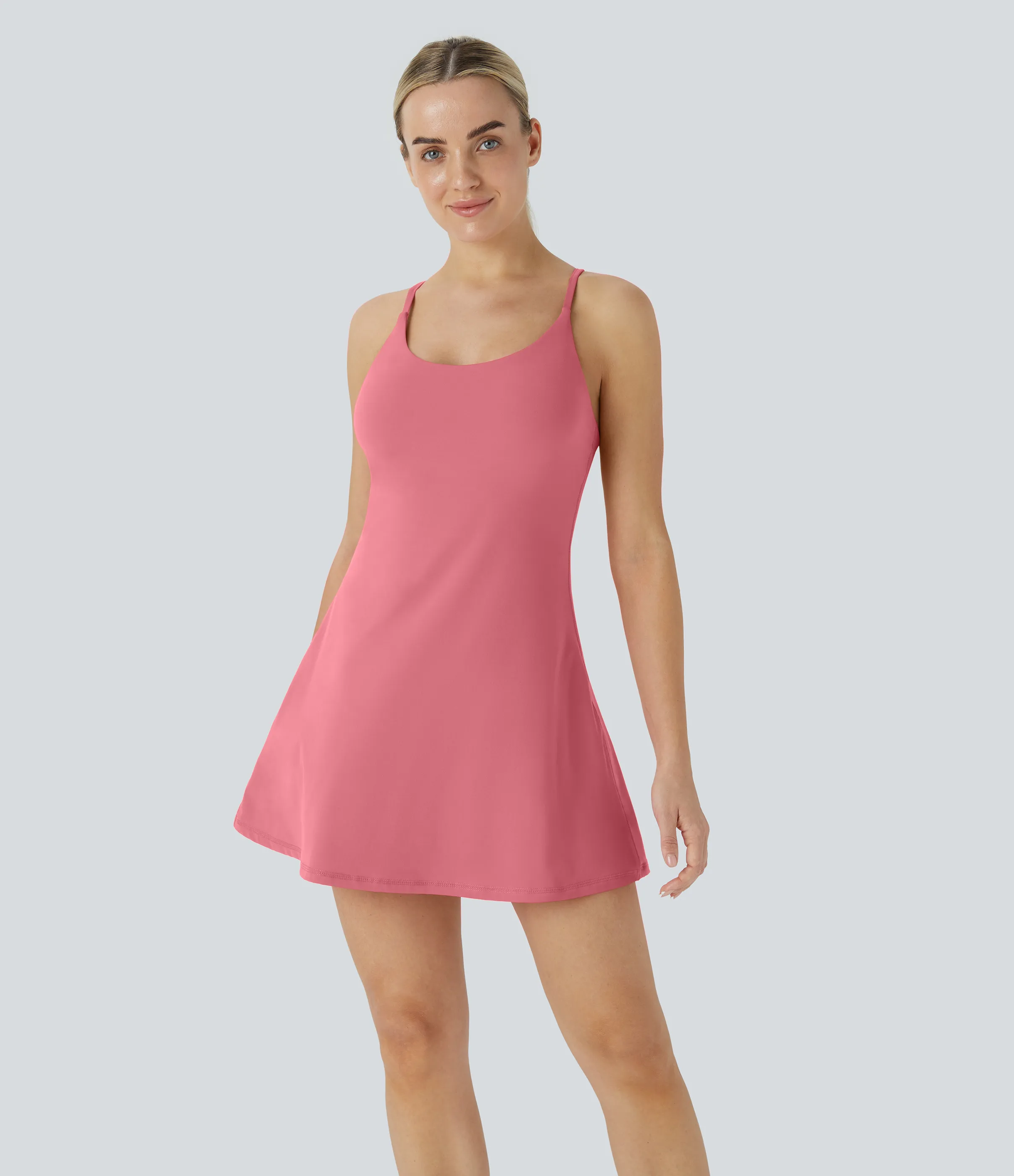 Halara Vestido deportivo SoftlyZero™ Plush afelpado sin espalda en copas D-F - Begonia Rouge - XL sold by Halara