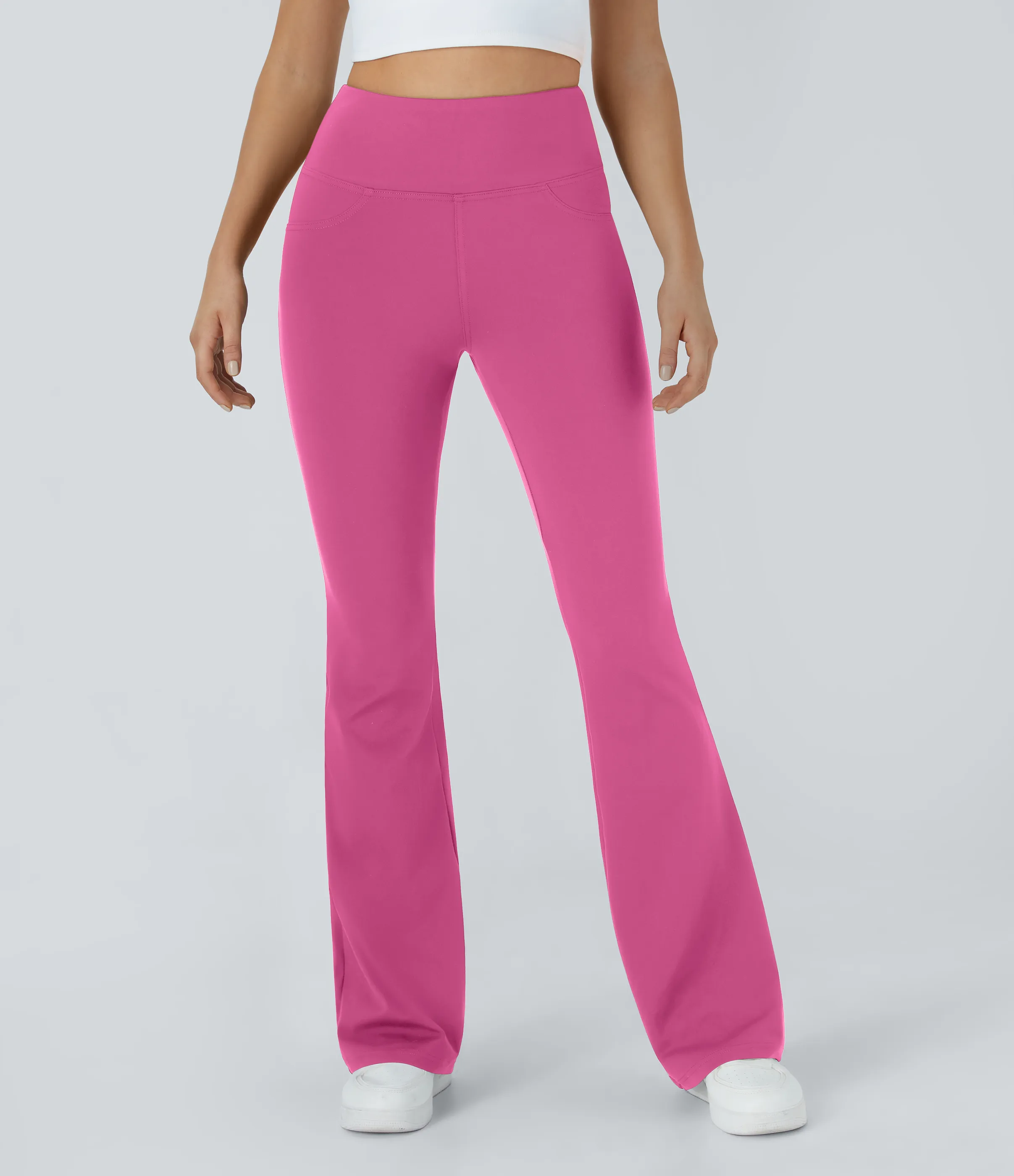 Halara Leggings de yoga acampanados de tiro alto con bolsillos - Raspberry Rose - XL(regular) sold by Halara product image thumbnail 4