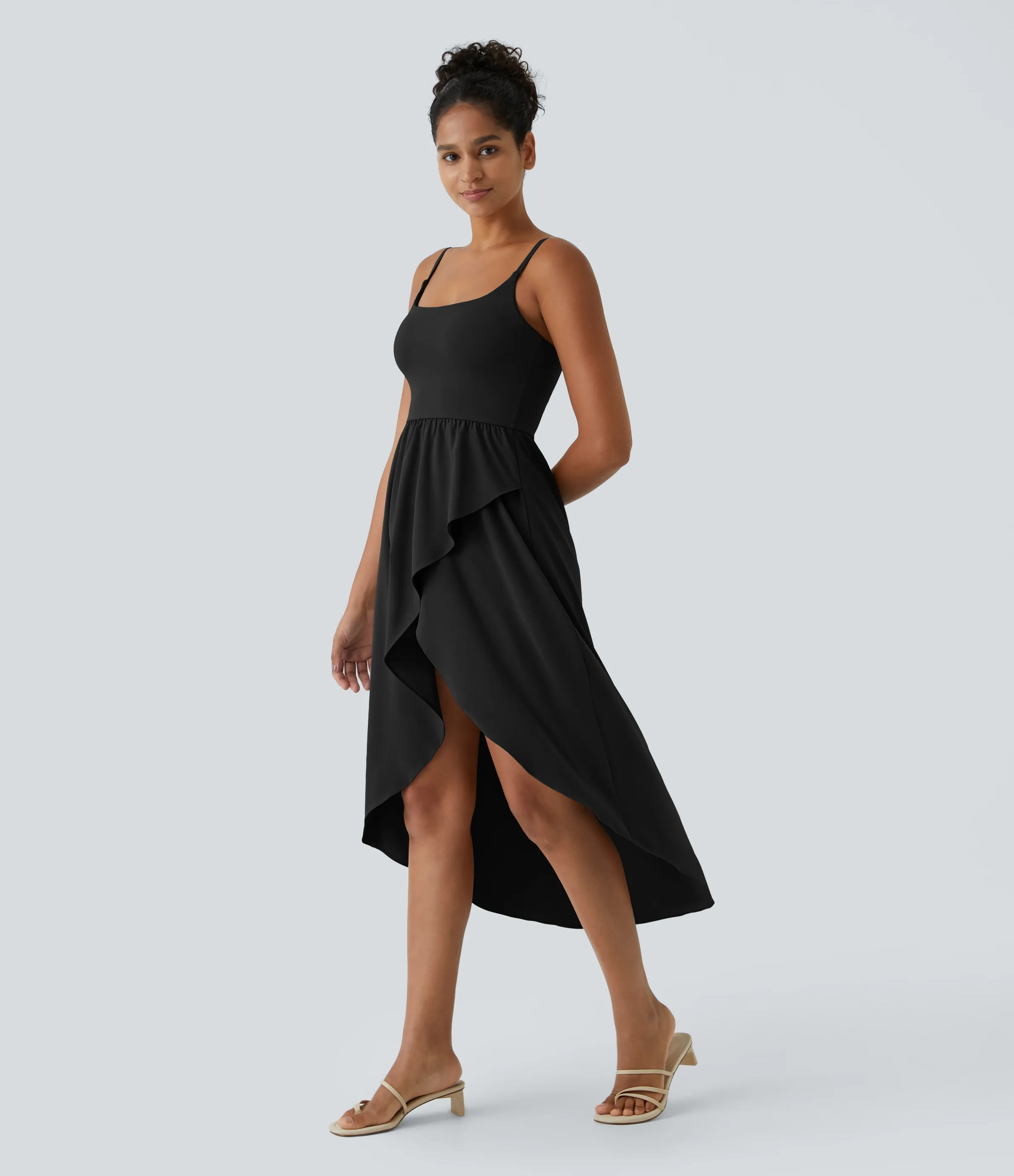 Halara Vestido Midi Breezeful™ 2 piezas tiro alto bajo sin espalda holgado secado rápido bolsillo lateral - Black - L sold by Halara product image thumbnail 4