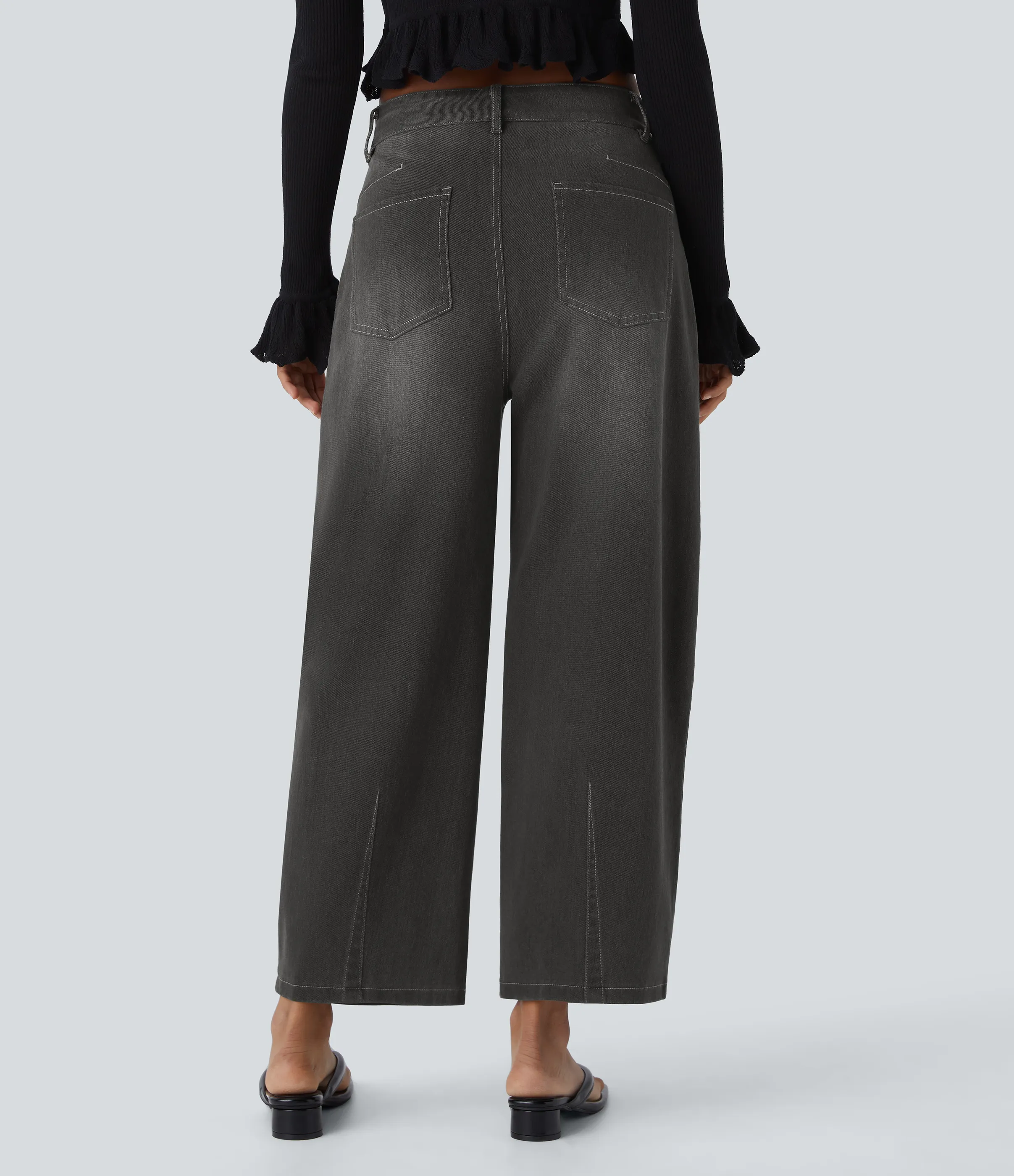 Halara Jeans Halara Flex™ Denim elástico pierna cilíndrica múltiple bolsillo tiro medio - Dirty Black Denim - XL(regular) sold by Halara product image thumbnail 3