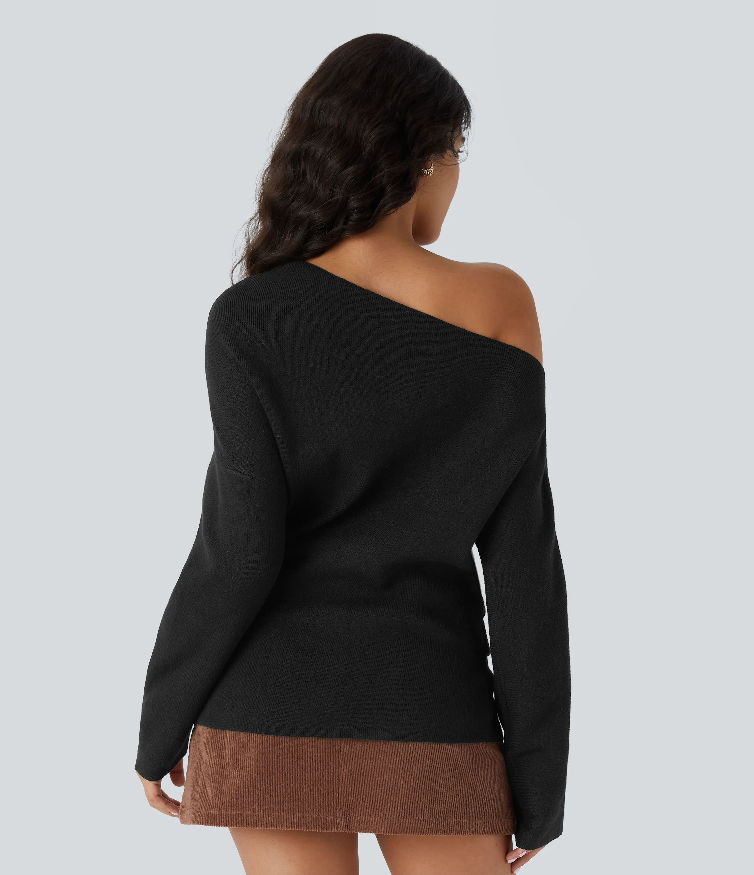 Halara Suéter oficina dividido manga larga sin hombro - Black - XS sold by Halara product image thumbnail 3