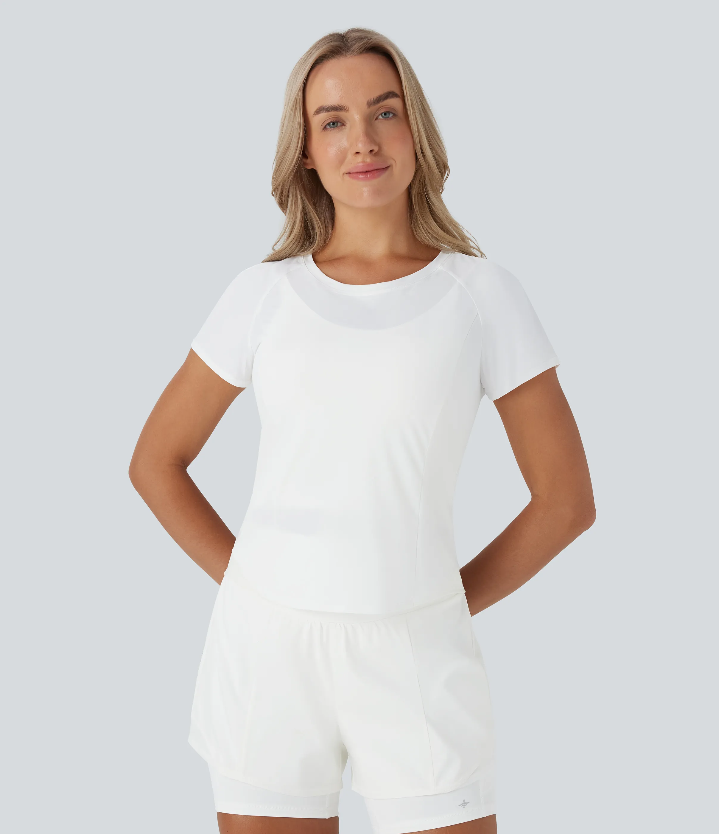 Halara Camiseta deportiva correr secado rápido cuello redondo manga corta reflectante malla contrastante corte - White - XL sold by Halara product image thumbnail 3