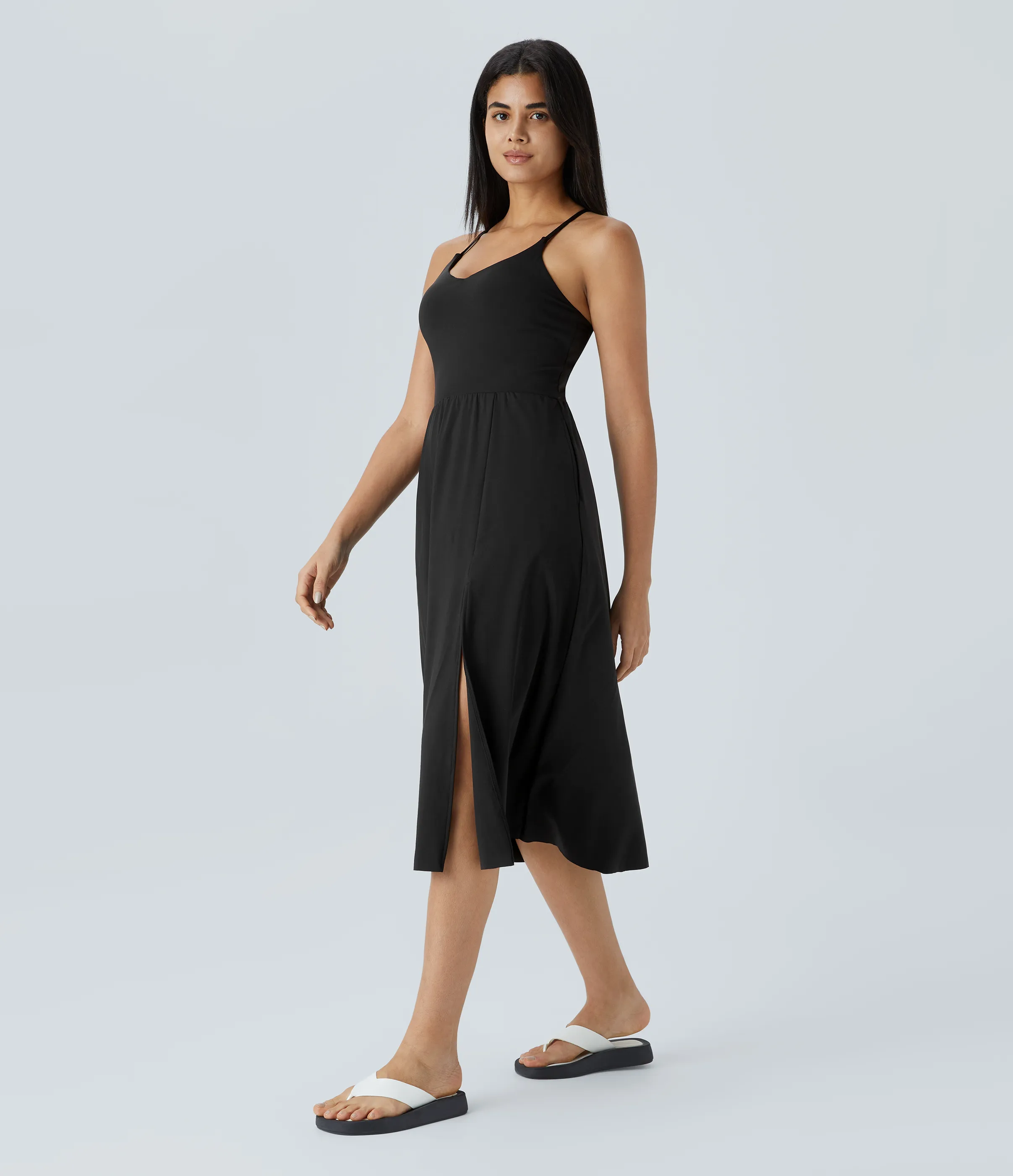 Halara Vestido midi bolsillo lateral espalda cruzada - Black - M sold by Halara product image thumbnail 4