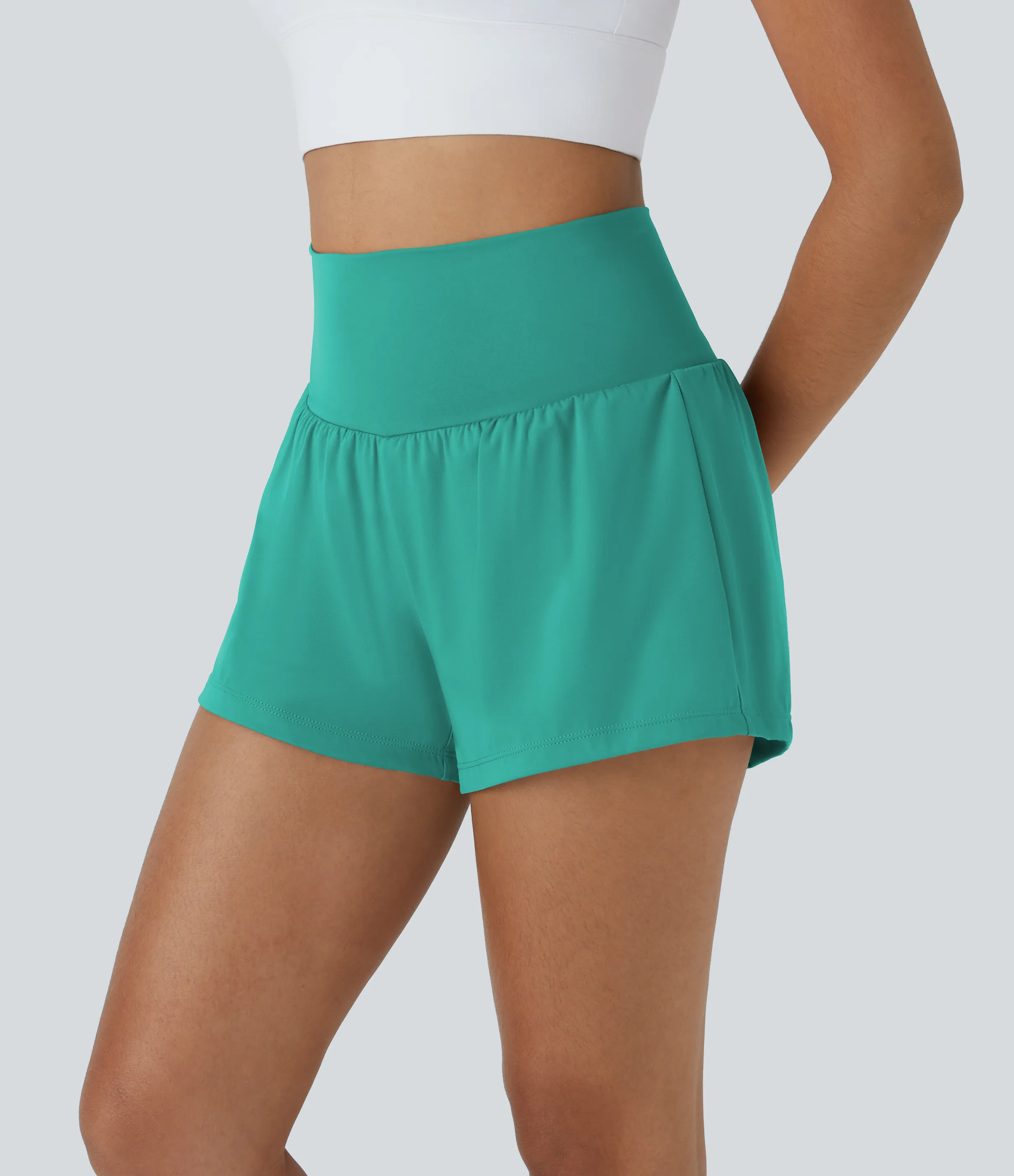 Halara Pantalón corto yoga 2 en 1 tiro alto bolsillo trasero lateral oculto 7.5cm - Waterfall - XS sold by Halara product image thumbnail 4