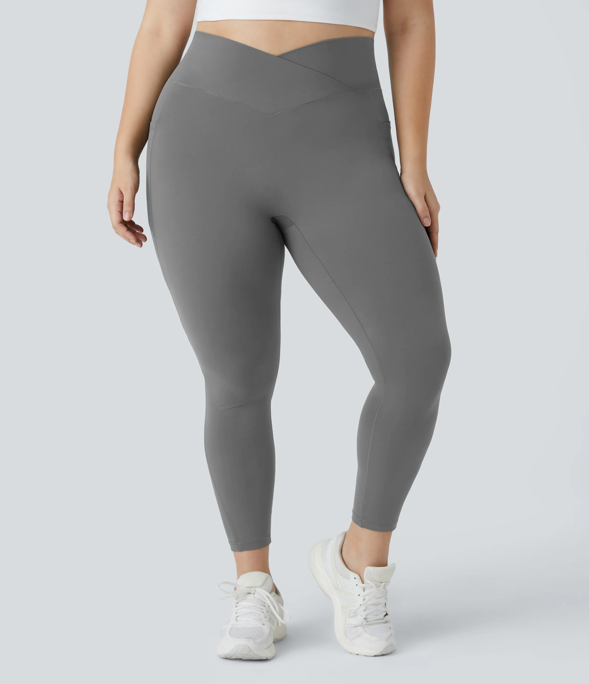 Halara Leggings Softlyzero™ largo tiro alto bolsillo lateral cruzado liso talla grande - Steel Gray - 3X sold by Halara product image thumbnail 4