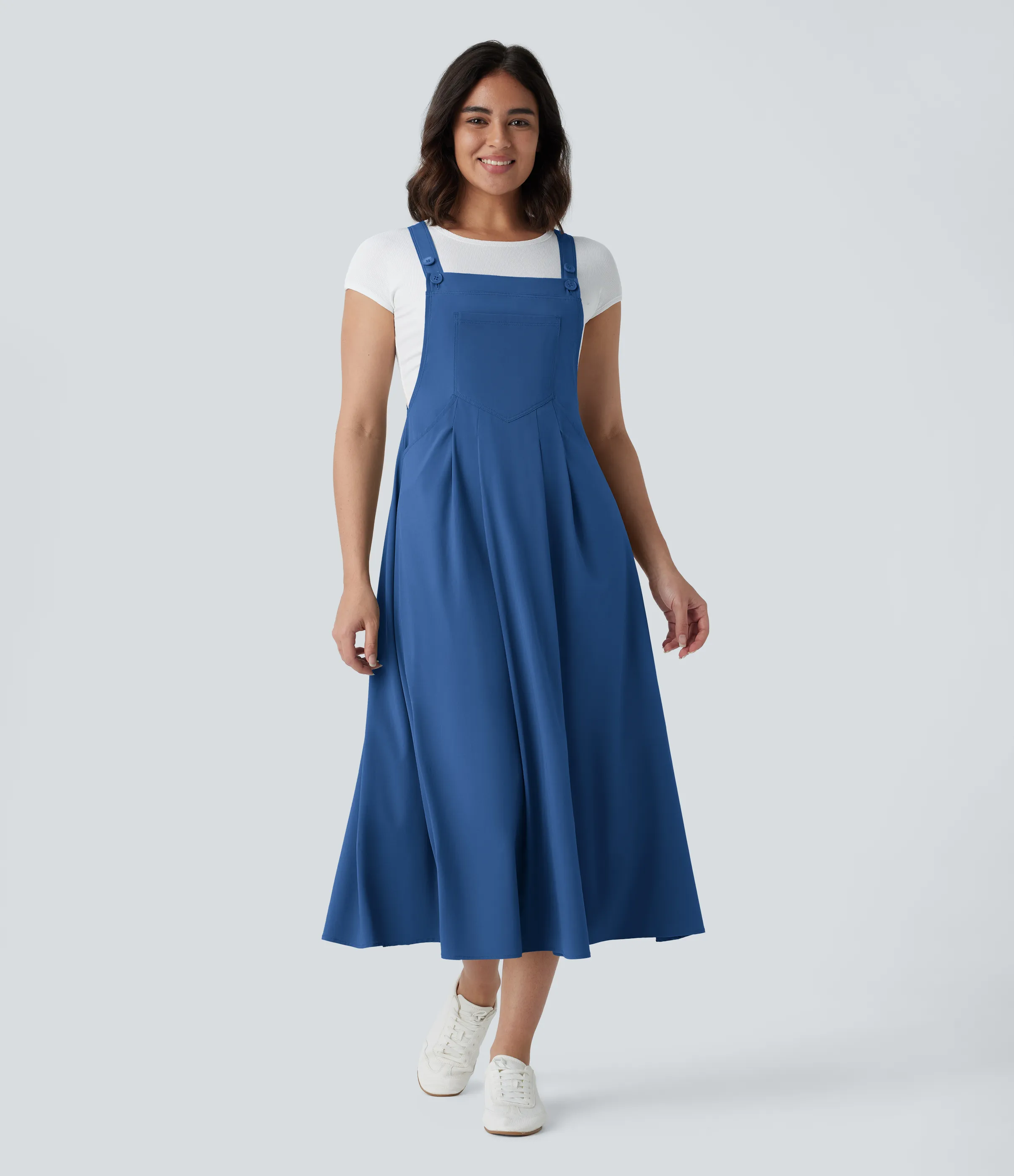 Halara Vestido midi Breezeful™ fluido secado rápido múltiple bolsillo botón correa ajustable - Nebulas Blue - M sold by Halara product image thumbnail 4