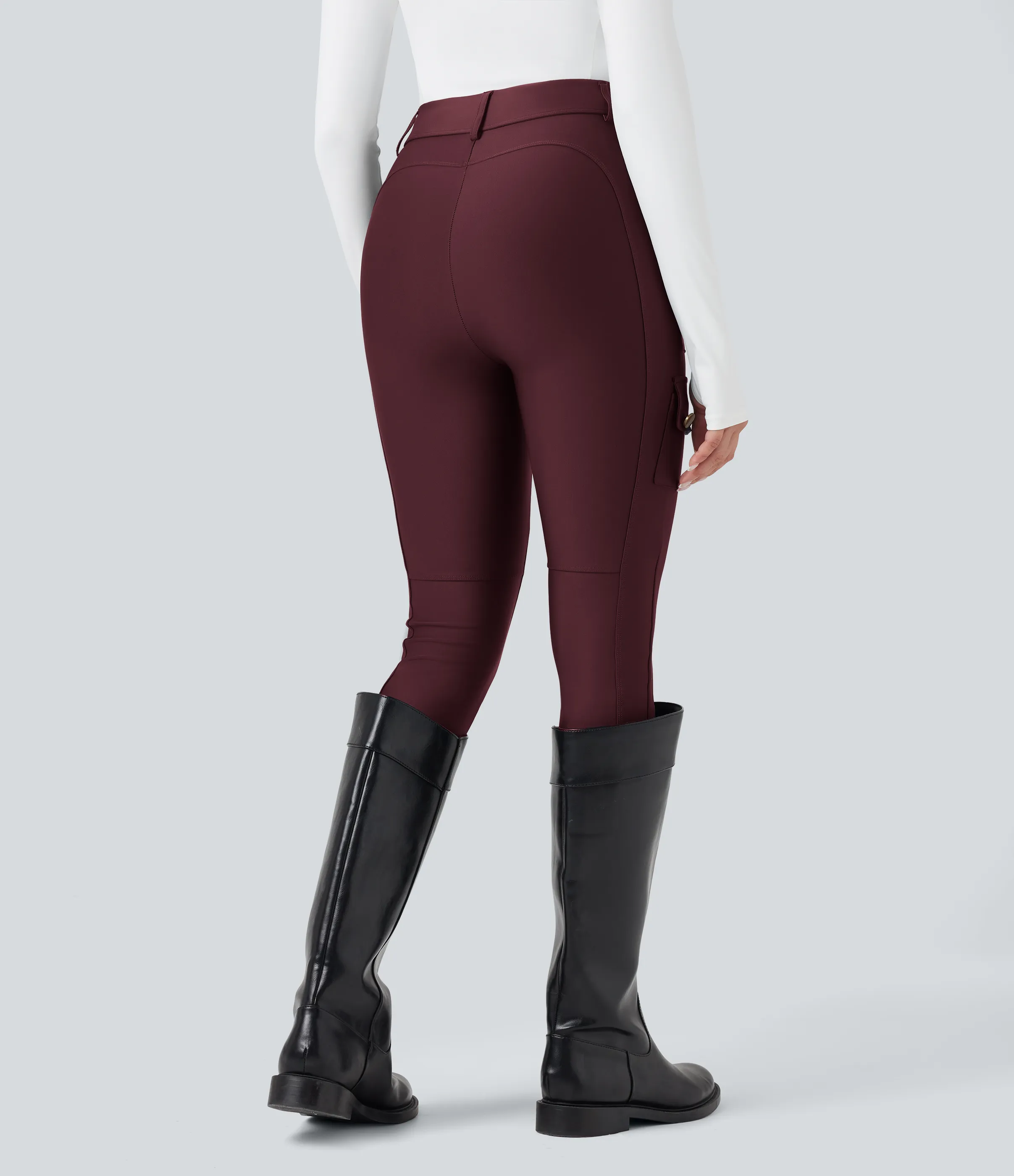 Halara Leggings de tiro alto con brillo y bolsillos en longitud 7/8 - Evening Red - L(7/8) sold by Halara product image thumbnail 3