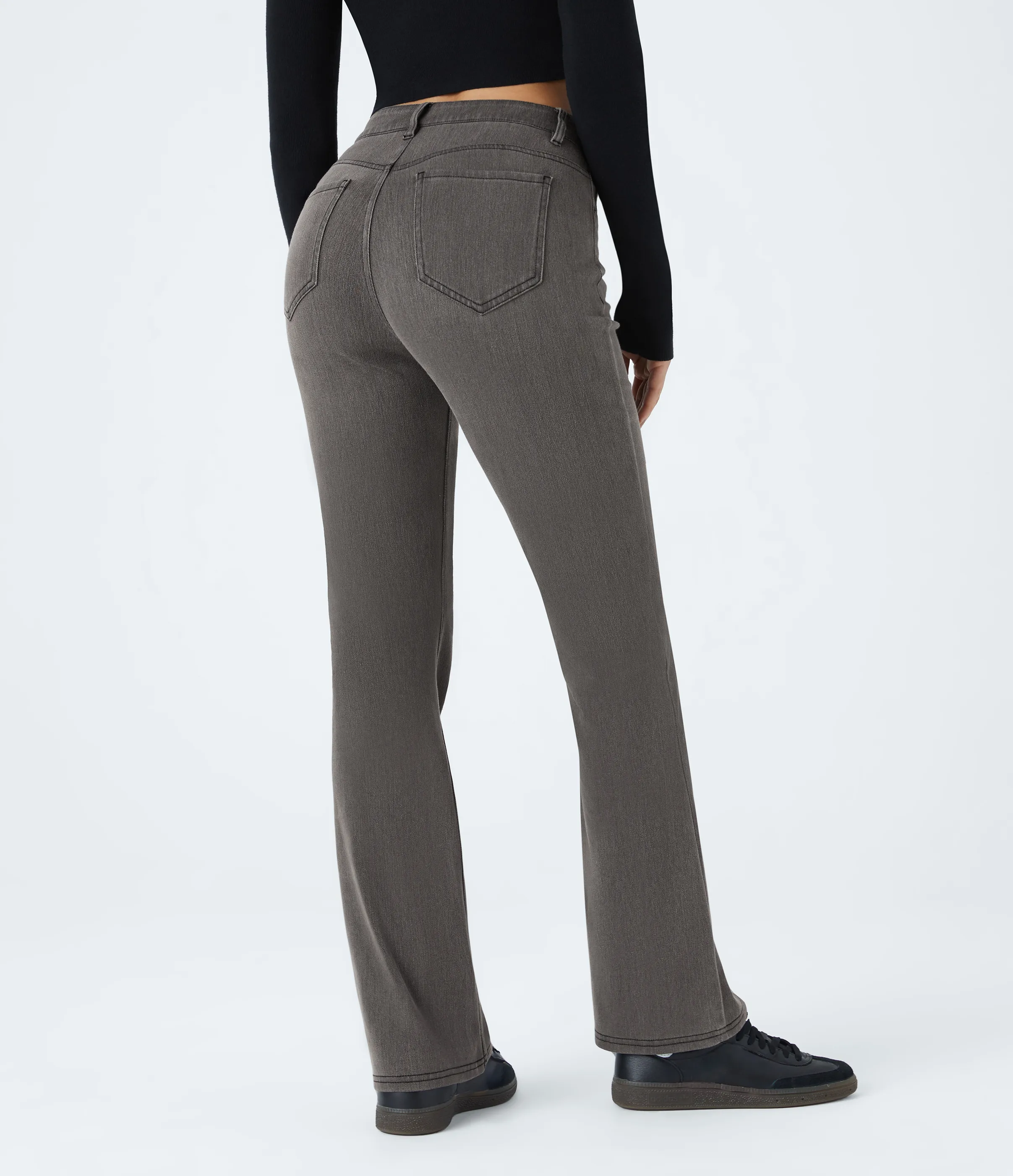 Halara Jeans Halara Flex™ Denim en corte de bota elásticos de tiro medio con botón y bolsillos - Hemp Black Denim - L(regular) sold by Halara product image thumbnail 3