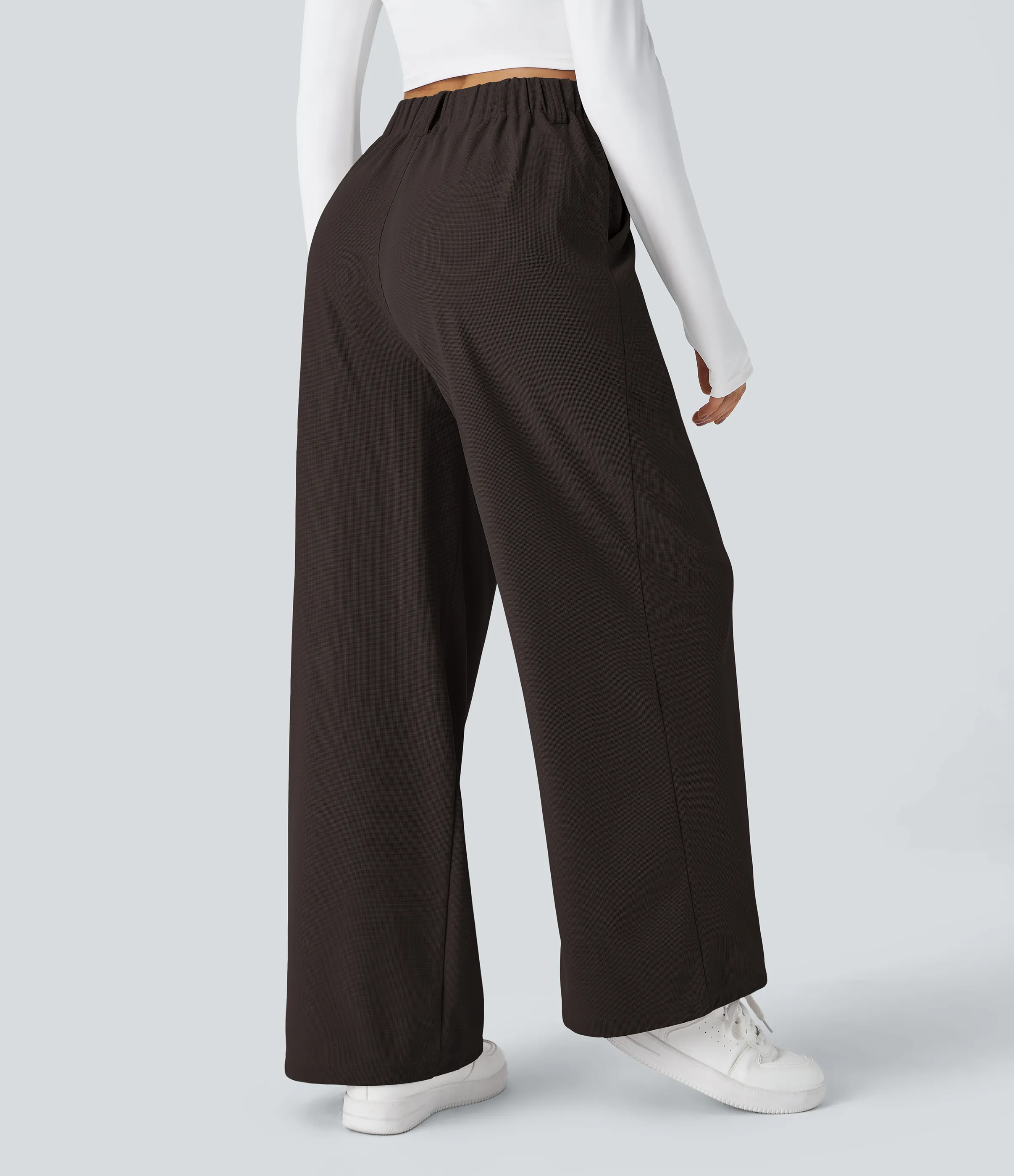 Halara Pantalones Halara Flex™ de oficina anchos plisados de tiro alto con bolsillos en tela tipo gofre - Delicioso - M(expetite) sold by Halara product image thumbnail 3