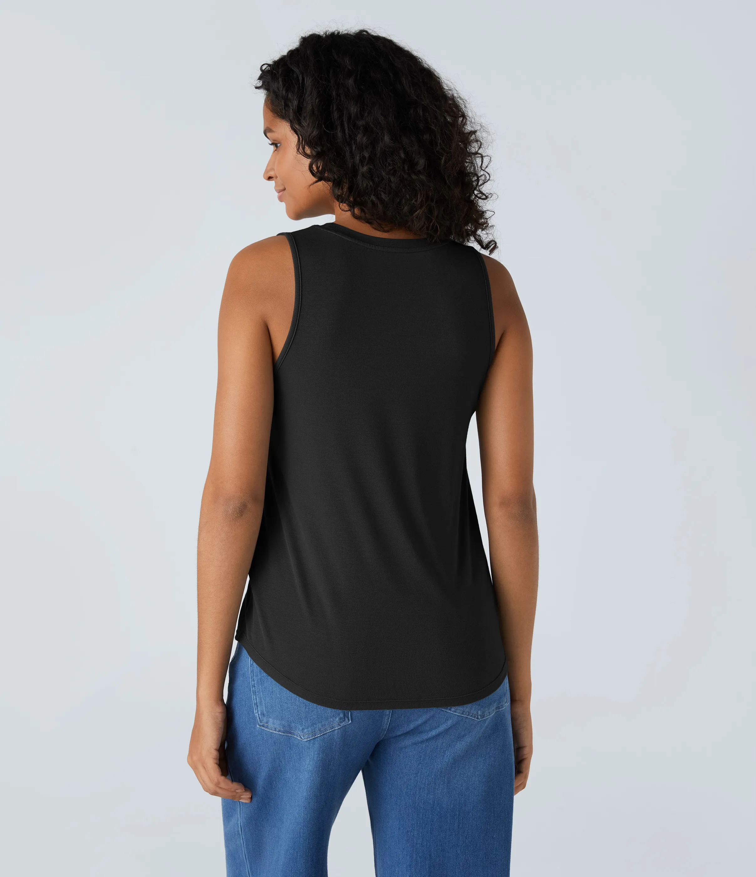 Halara Camiseta sin mangas básica cuello redondo acanalado - Black - XS sold by Halara product image thumbnail 3