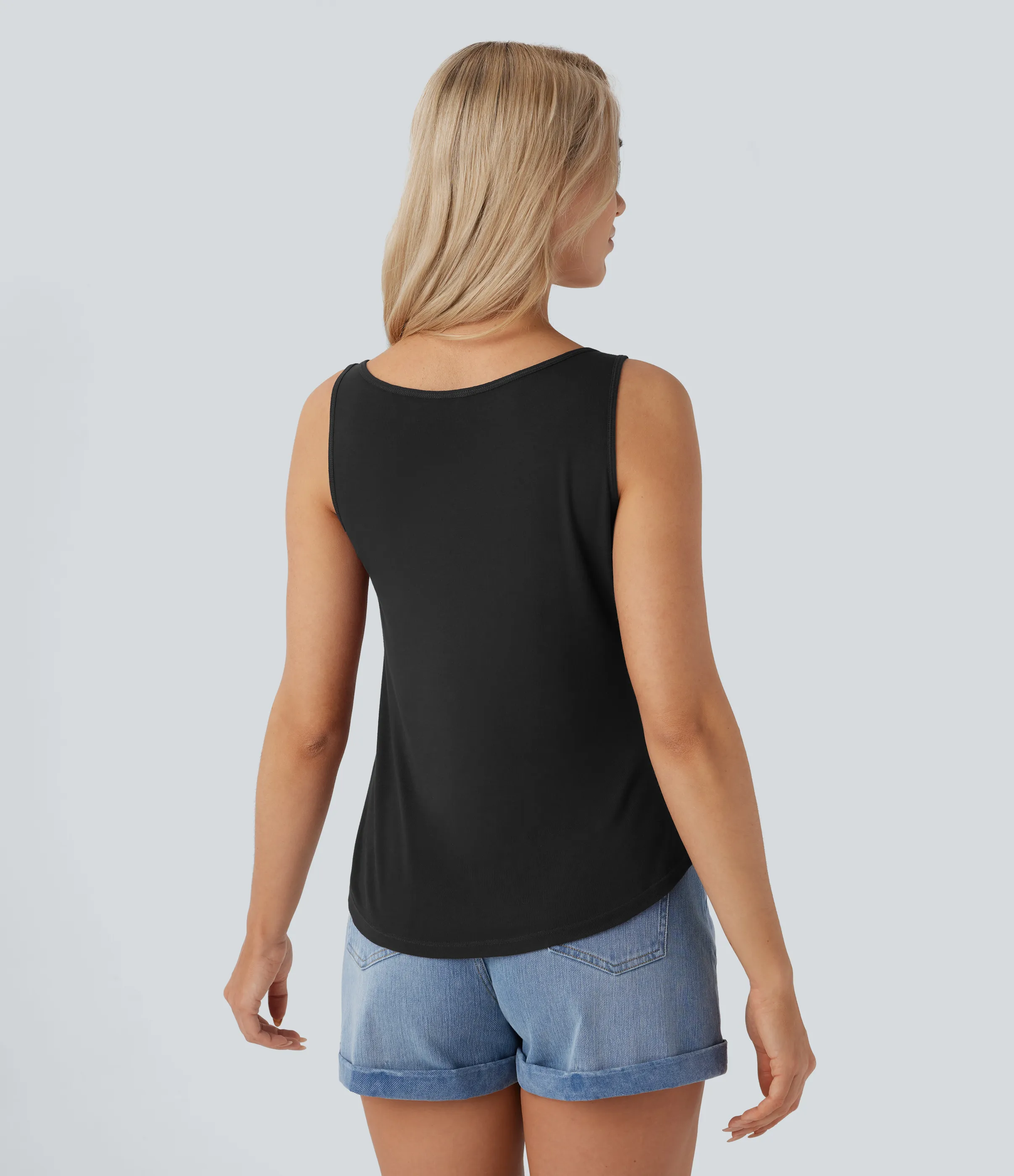 Halara Top sin mangas abertura tirante doble acanalado - Black - S sold by Halara product image thumbnail 3