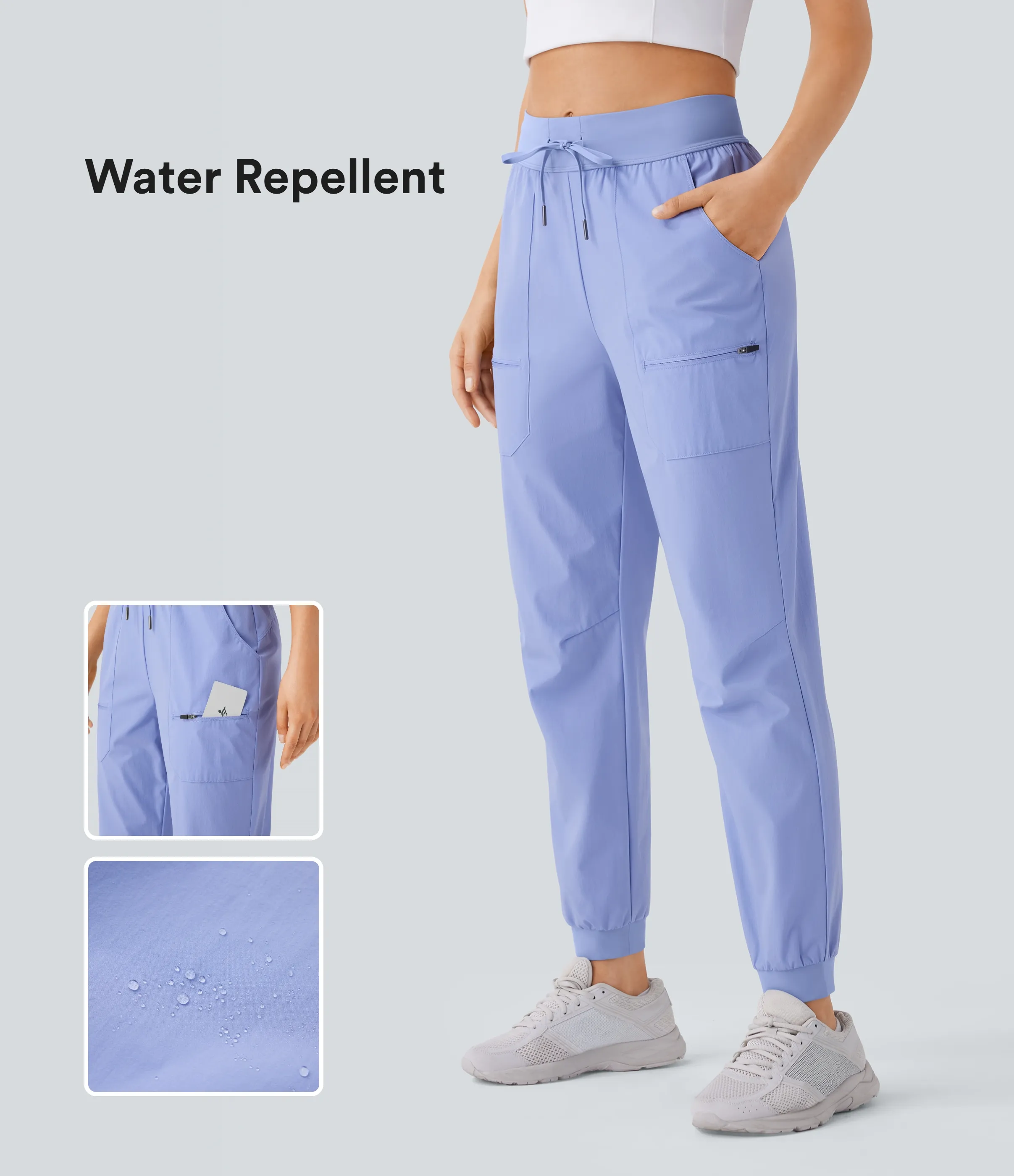 Halara Joggers senderismo tiro medio resistente desgaste repelente agua cordón múltiple bolsillo - Azure Haze - XS(regular) sold by Halara