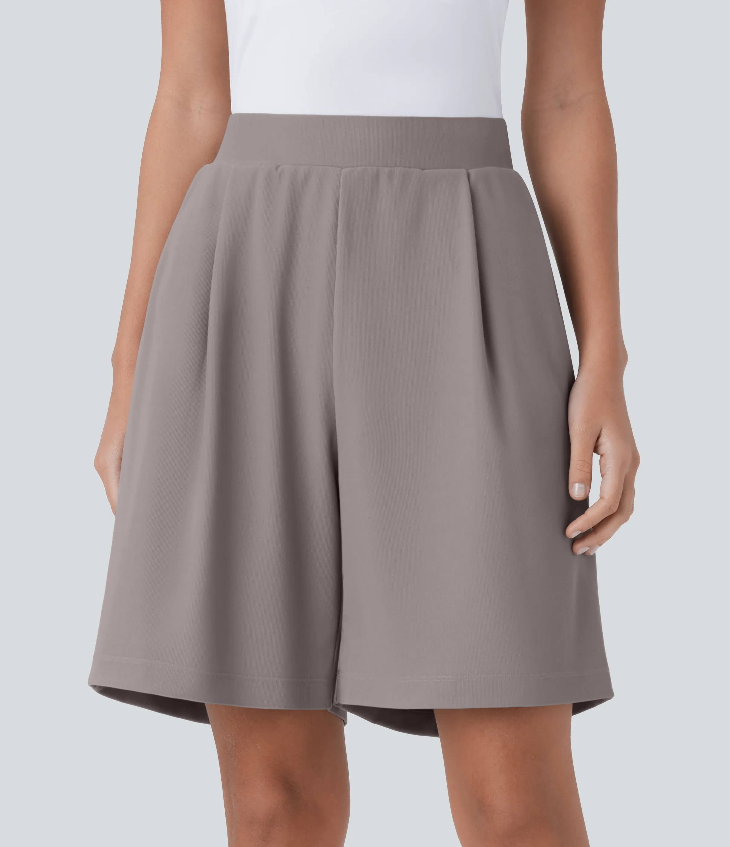 Halara Pantalón corto oficina tiro alto efecto moldeador bolsillo lateral adelgazan cintura - Satellite - XL sold by Halara product image thumbnail 4