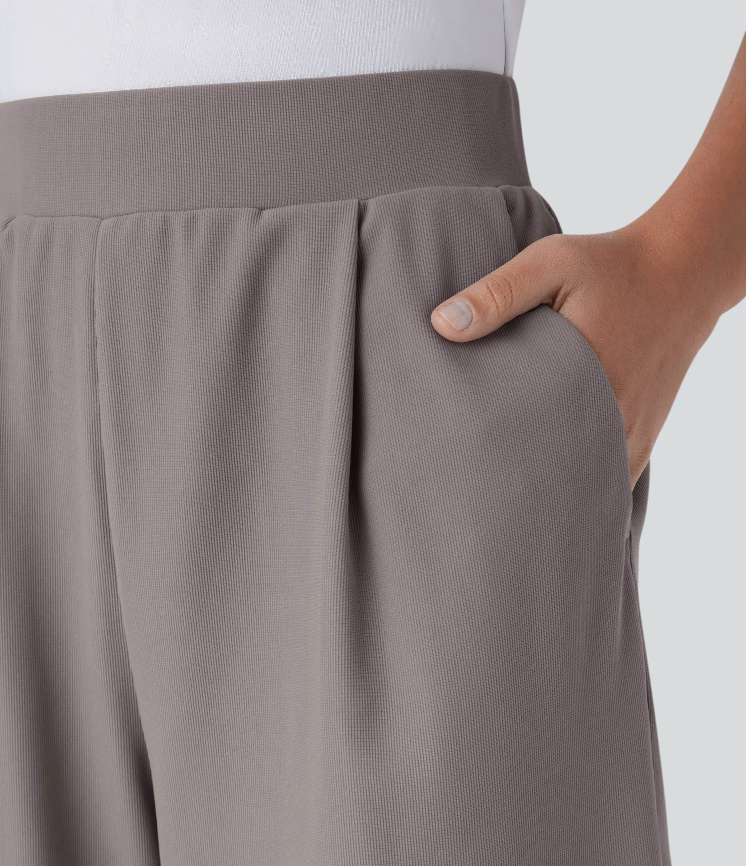 Halara Pantalón corto oficina tiro alto efecto moldeador bolsillo lateral adelgazan cintura - Satellite - XL sold by Halara product image thumbnail 5
