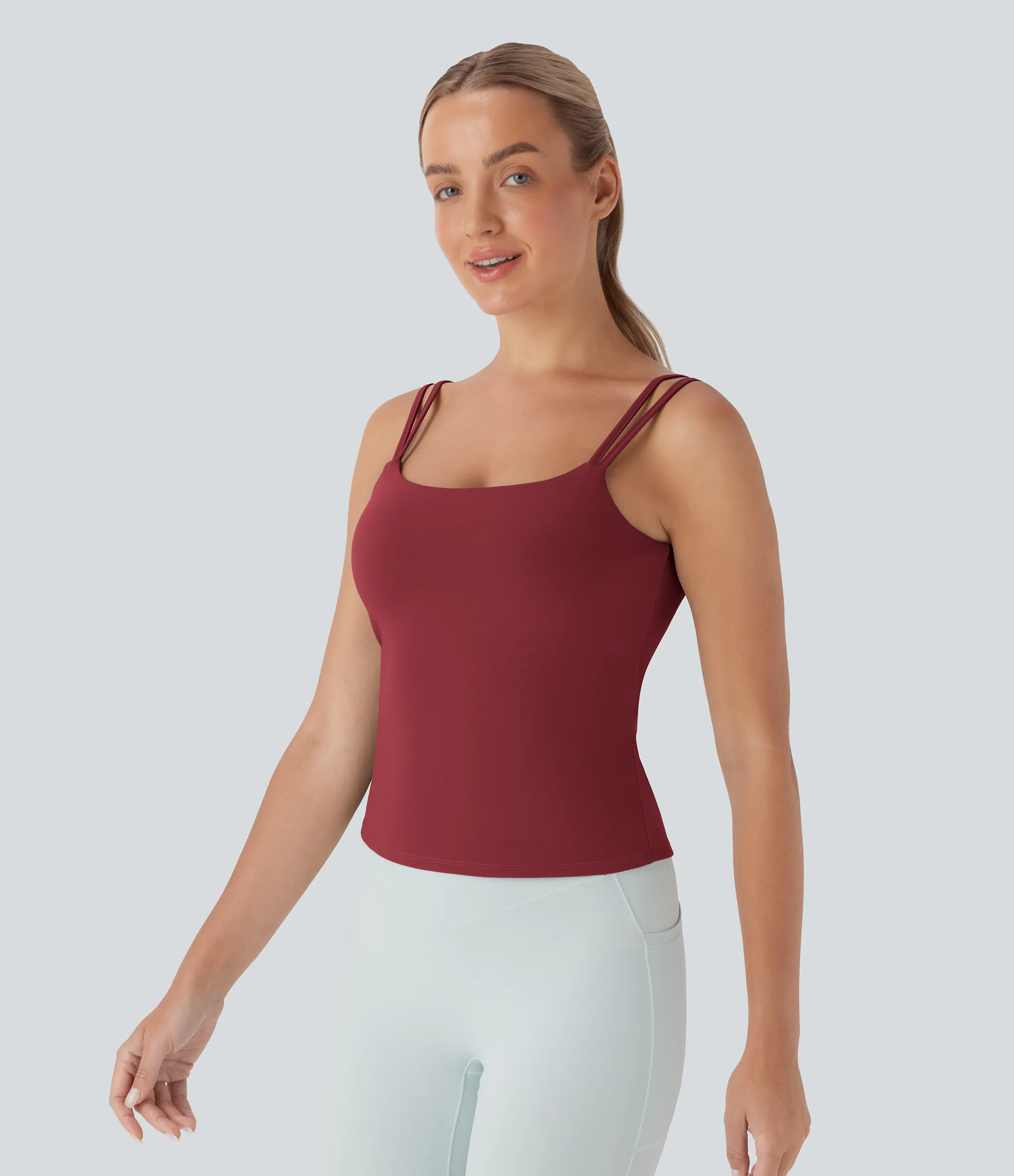 Halara Top de yoga con tirantes dobles cruzados y espalda descubierta - Deep Wine - XL sold by Halara product image thumbnail 5