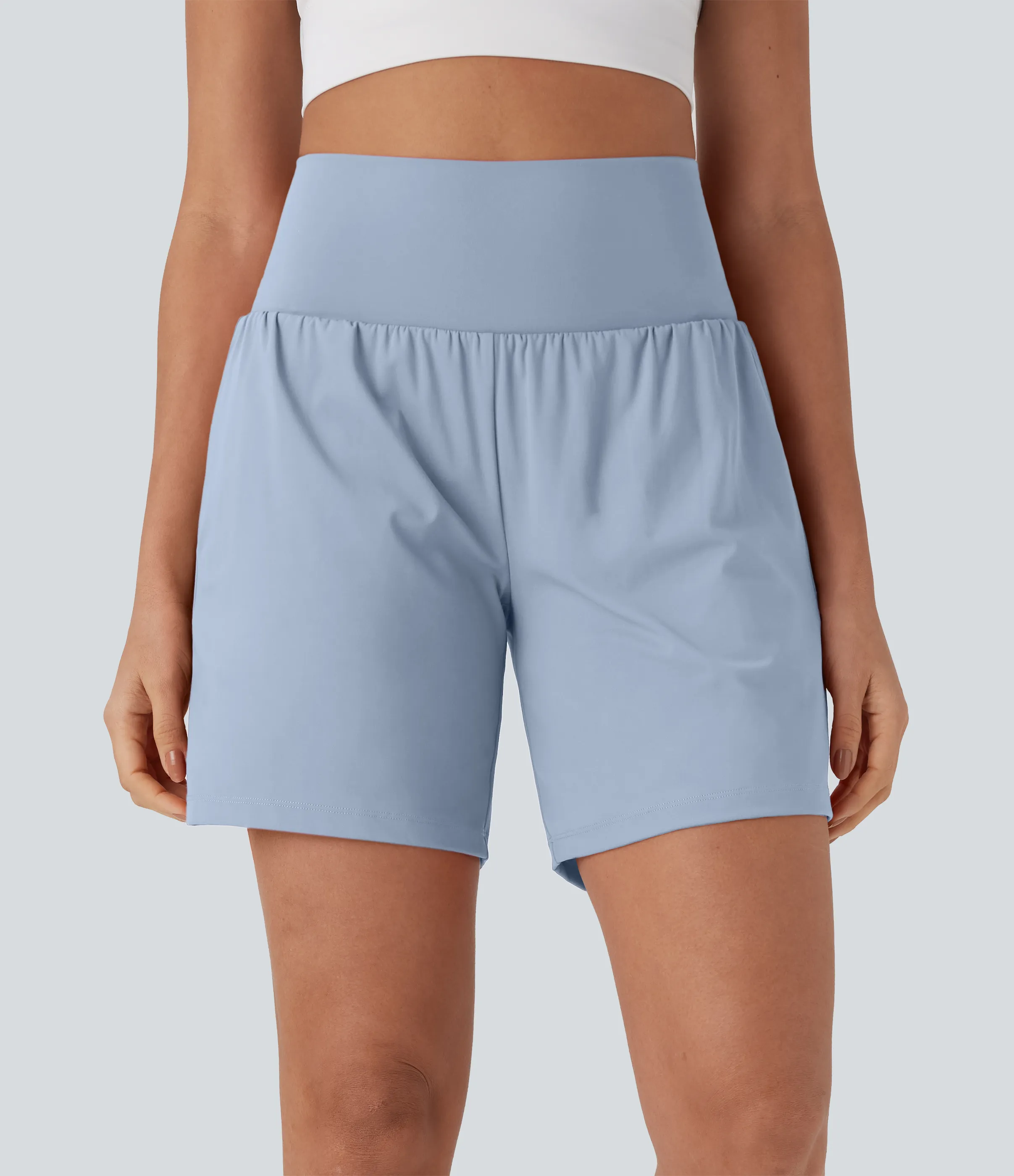 Halara Pantalones cortos de yoga Softlyzero™ Airy 2 en 1 de 17.5cm de tiro alto con tacto fresco y bolsillos - Skyway - M sold by Halara product image thumbnail 4