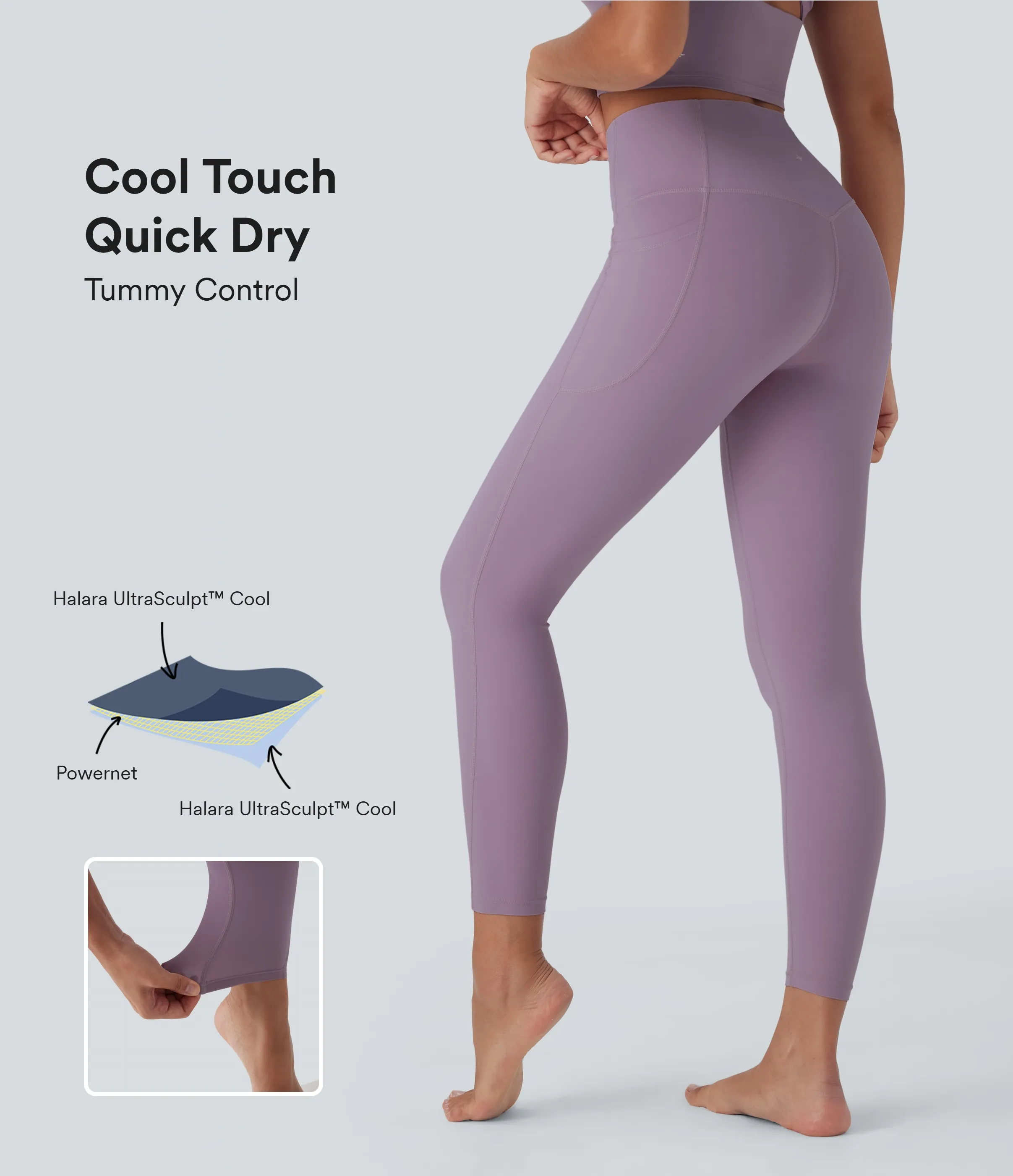 Halara Leggings de yoga moldeadores Halara UltraSculpt™ Refrescante de secado rápido con tiro alto efecto reductor de abdomen y bolsillos - UPF 50+ - Tulip Purple - XL(7/8) sold by Halara