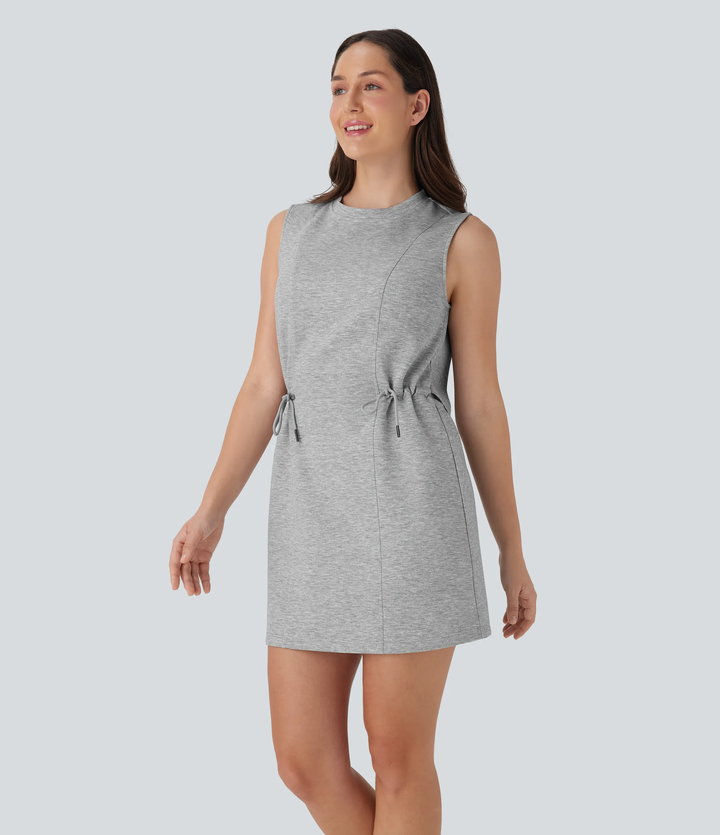 Halara Vestido deportivo de minigolf de dos piezas sin mangas con espalda abierta y cordón ajustable - Fog Gray - S sold by Halara product image thumbnail 4