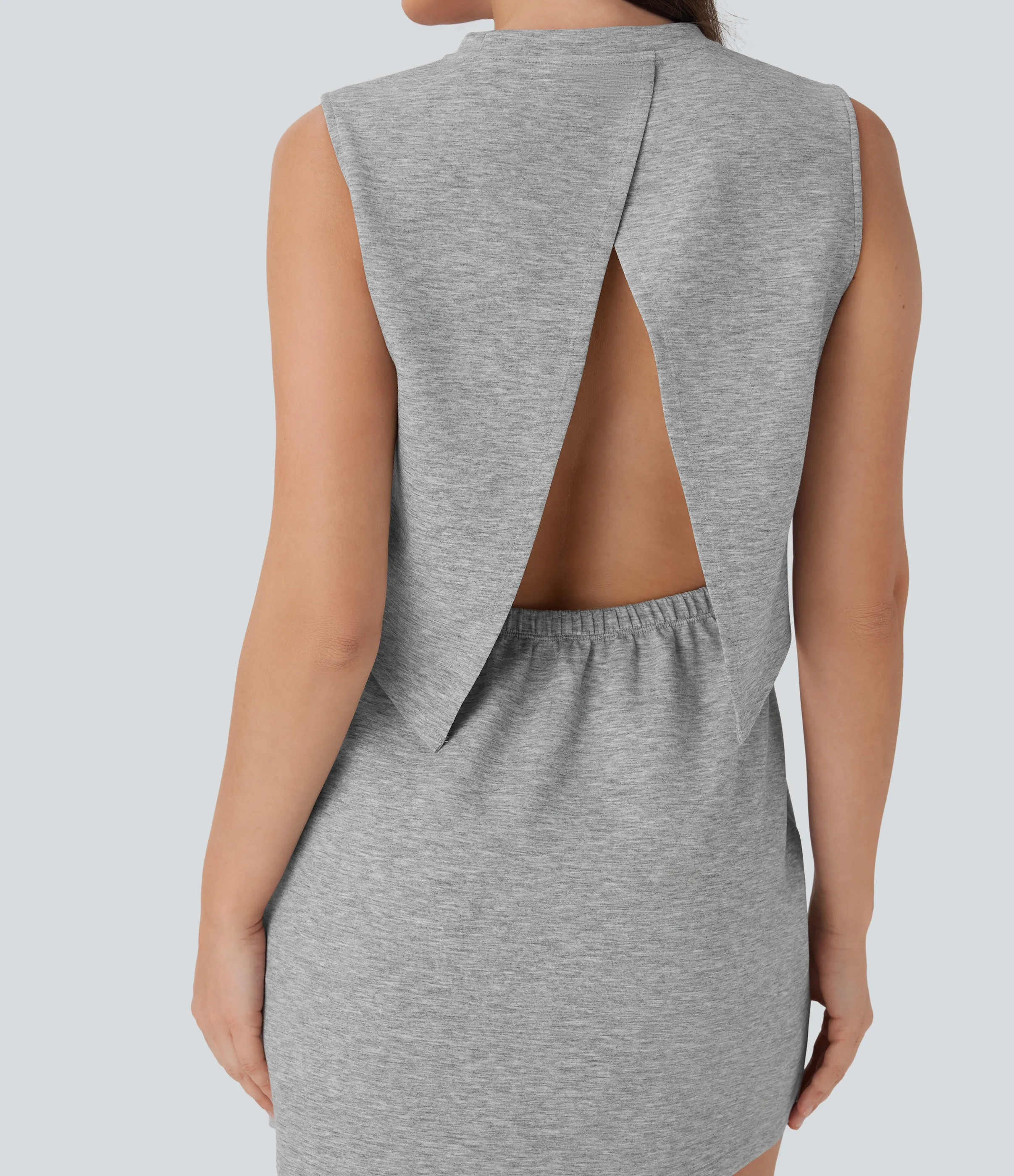 Halara Vestido deportivo de minigolf de dos piezas sin mangas con espalda abierta y cordón ajustable - Fog Gray - S sold by Halara product image thumbnail 5