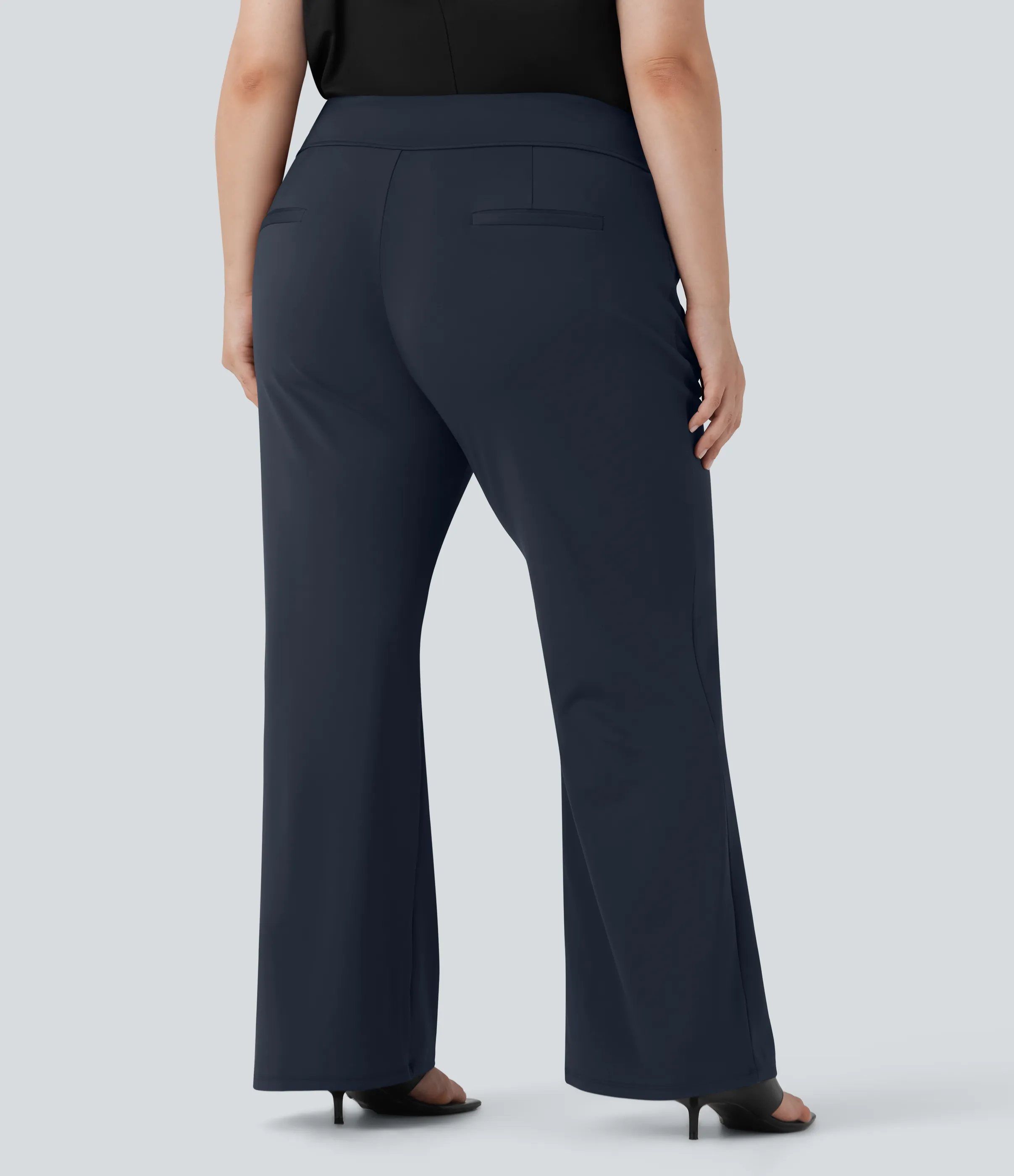 Halara Pantalón Halara Flex™ oficina acampanado tiro alto talla grande bolsillo lateral cremallera - Midnight Blue - 2X(regular) sold by Halara product image thumbnail 3