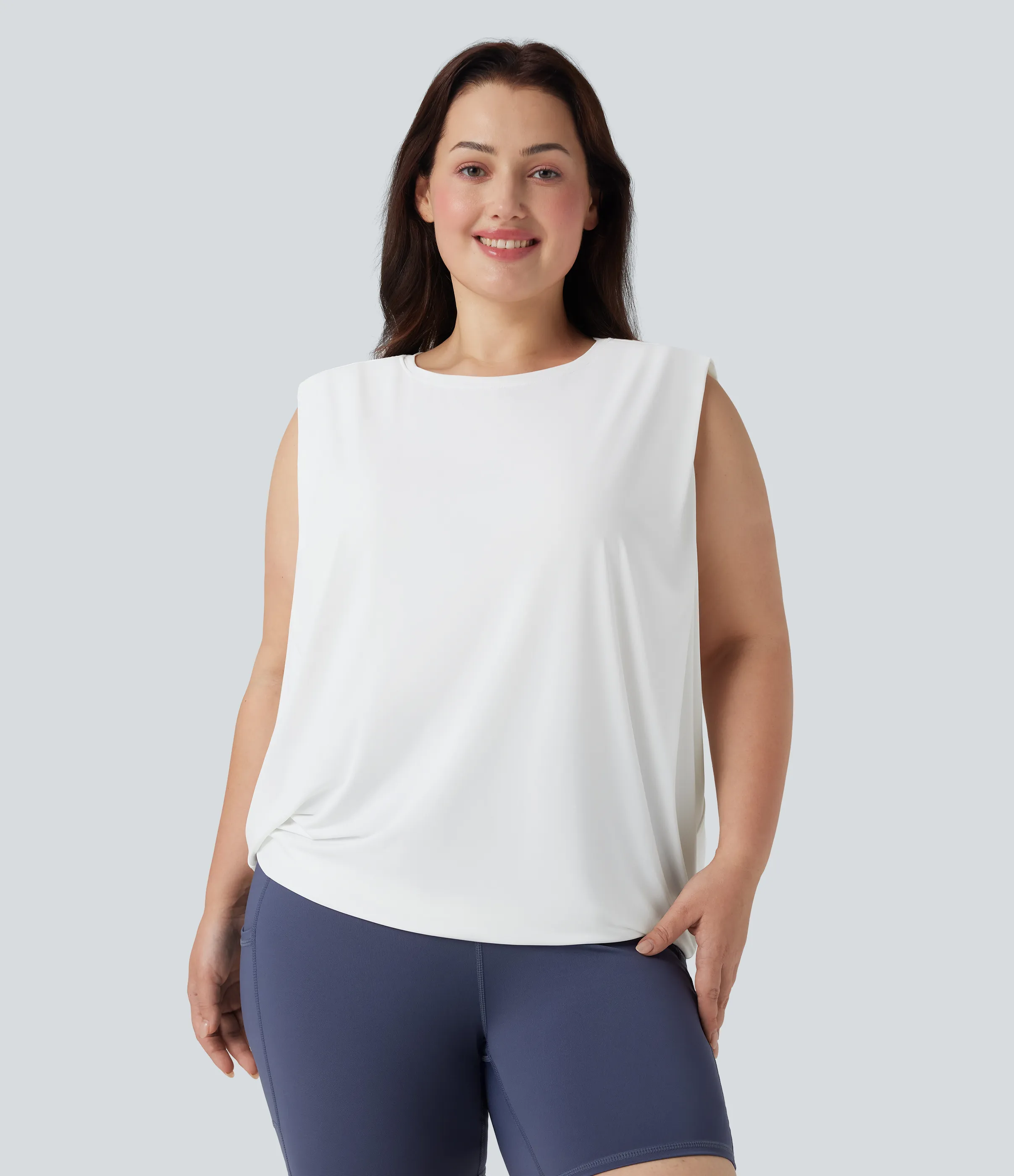 Halara Camiseta de yoga de talla grande con cuello redondo y tacto fresco - UPF 50+ - White - 2X sold by Halara product image thumbnail 2