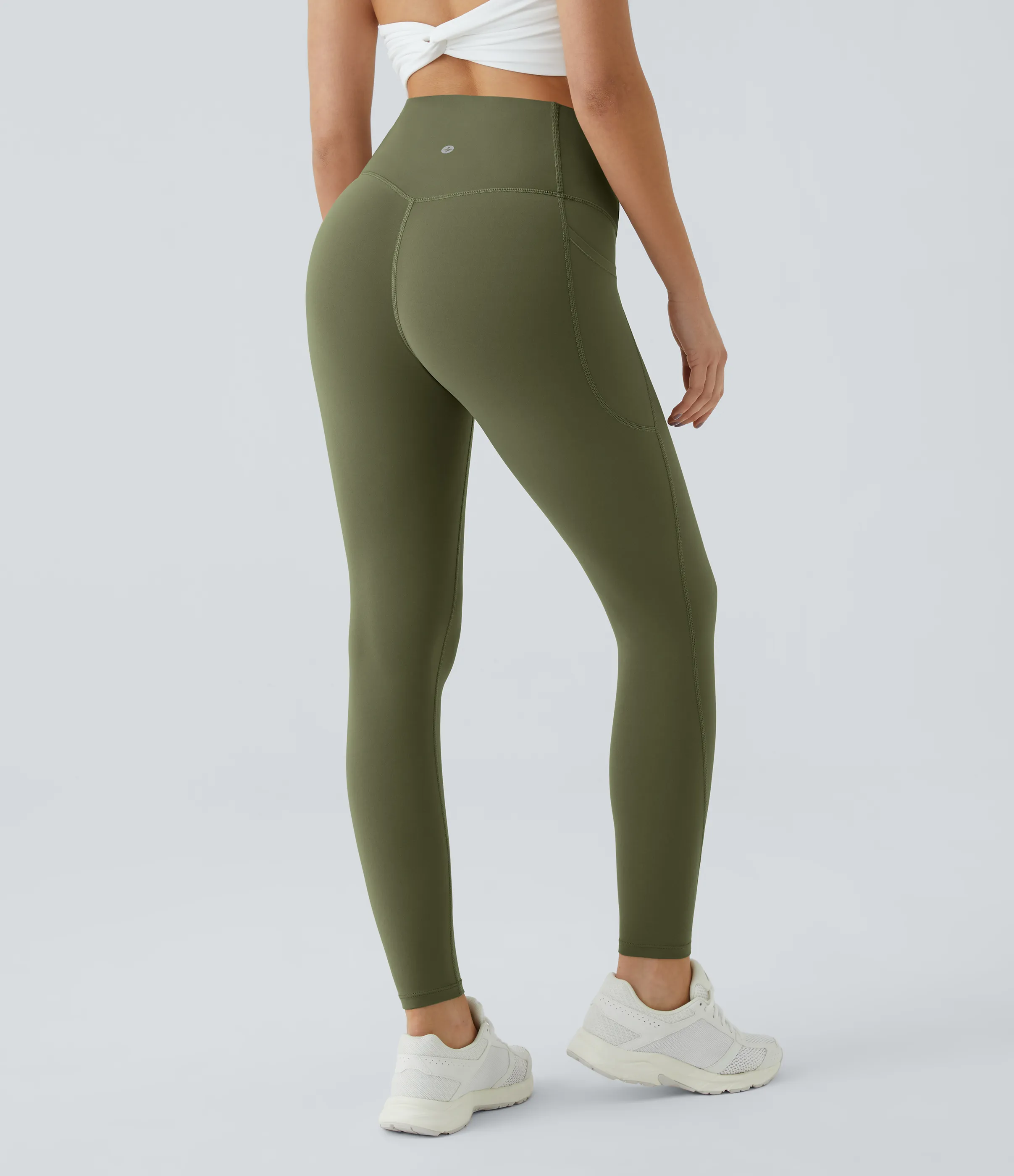 Halara Leggings SoCinched UltraSculpt entrenamiento control abdomen bolsillo lateral tiro alto - Grass Grey Green - S(7/8) sold by Halara product image thumbnail 4