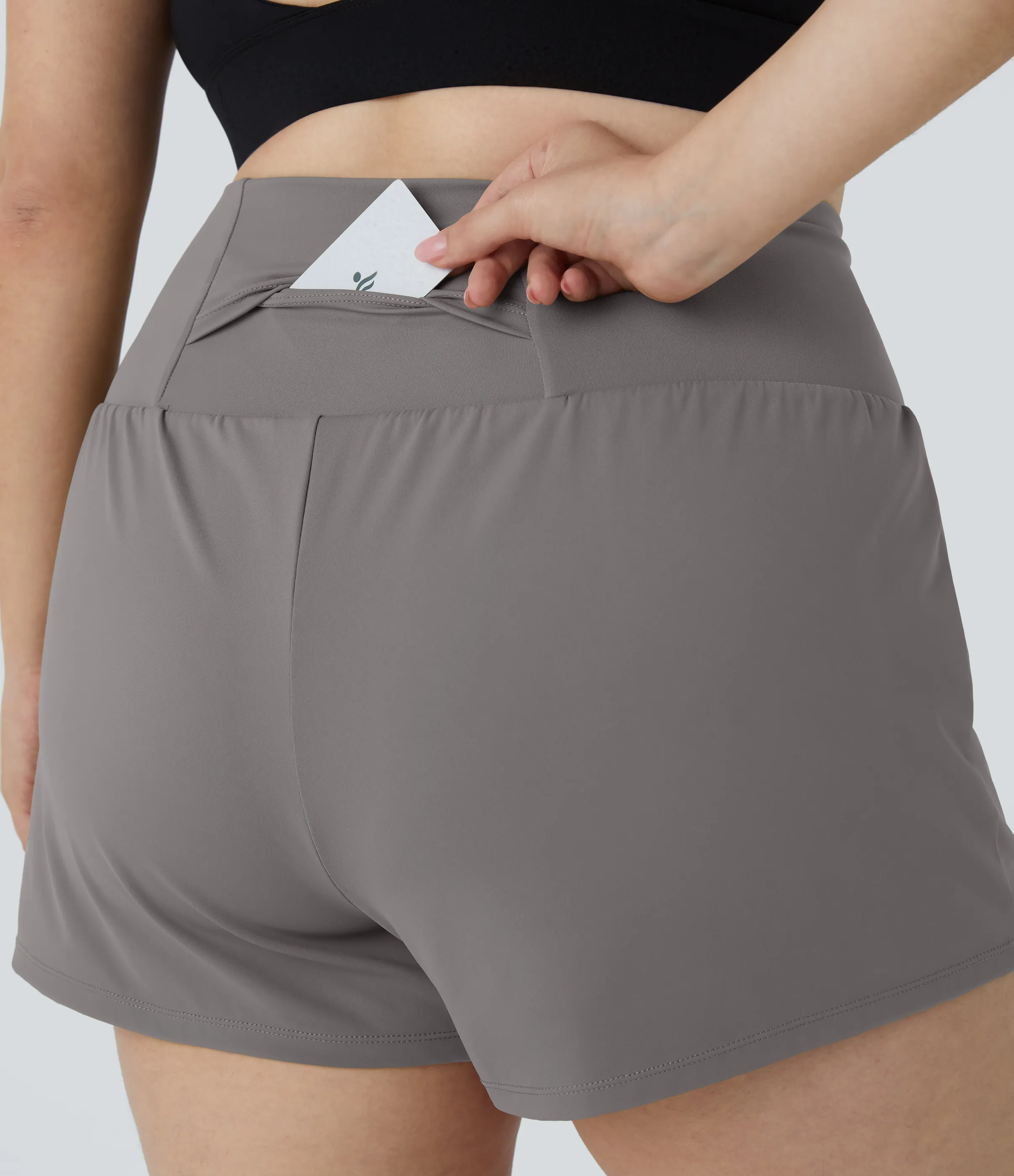 Halara Pantalón corto gimnasio bolsillo trasero lateral oculto 2 en 1 talla grande 6.3cm - Steeple Gray - 3X sold by Halara product image thumbnail 5