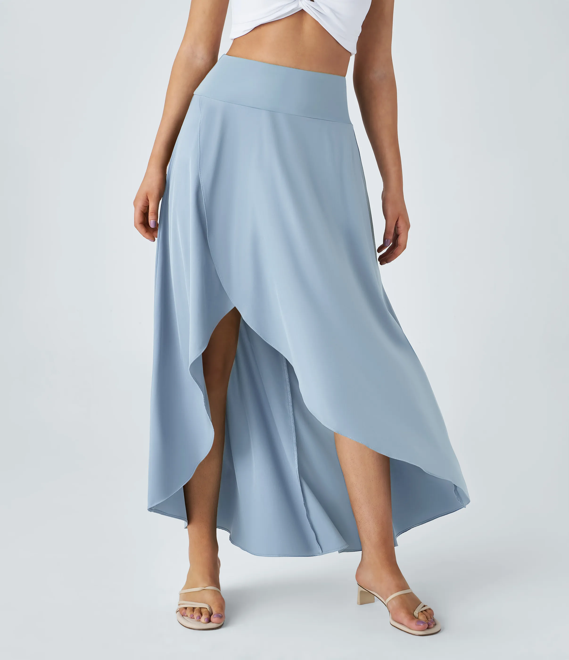 Halara Falda Breezeful™ larga regular tiro alto volante alto bajo 2 en 1 fluida secado rápido - Ballad Blue - M(regular) sold by Halara product image thumbnail 4