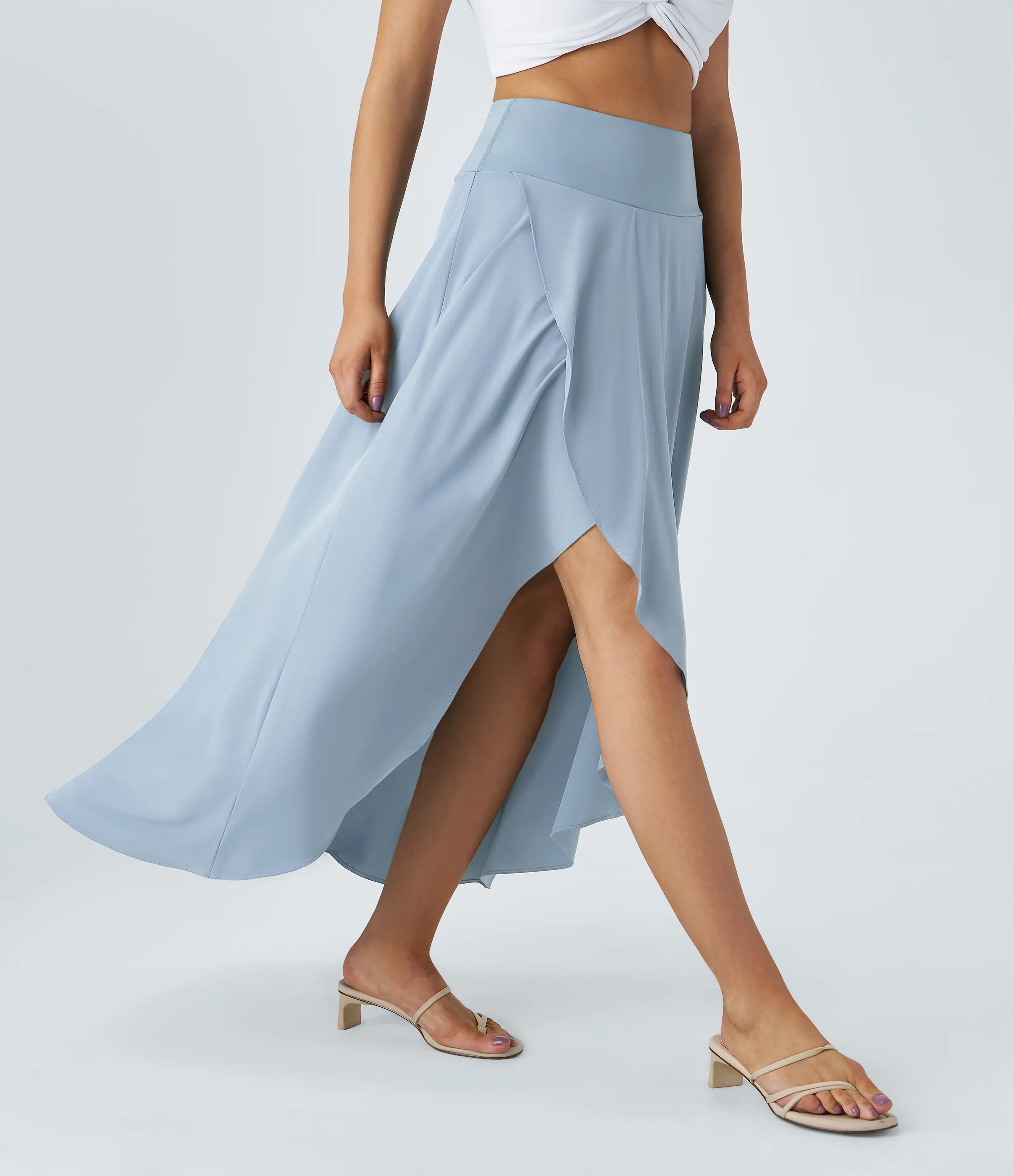 Halara Falda Breezeful™ larga regular tiro alto volante alto bajo 2 en 1 fluida secado rápido - Ballad Blue - M(regular) sold by Halara product image thumbnail 5