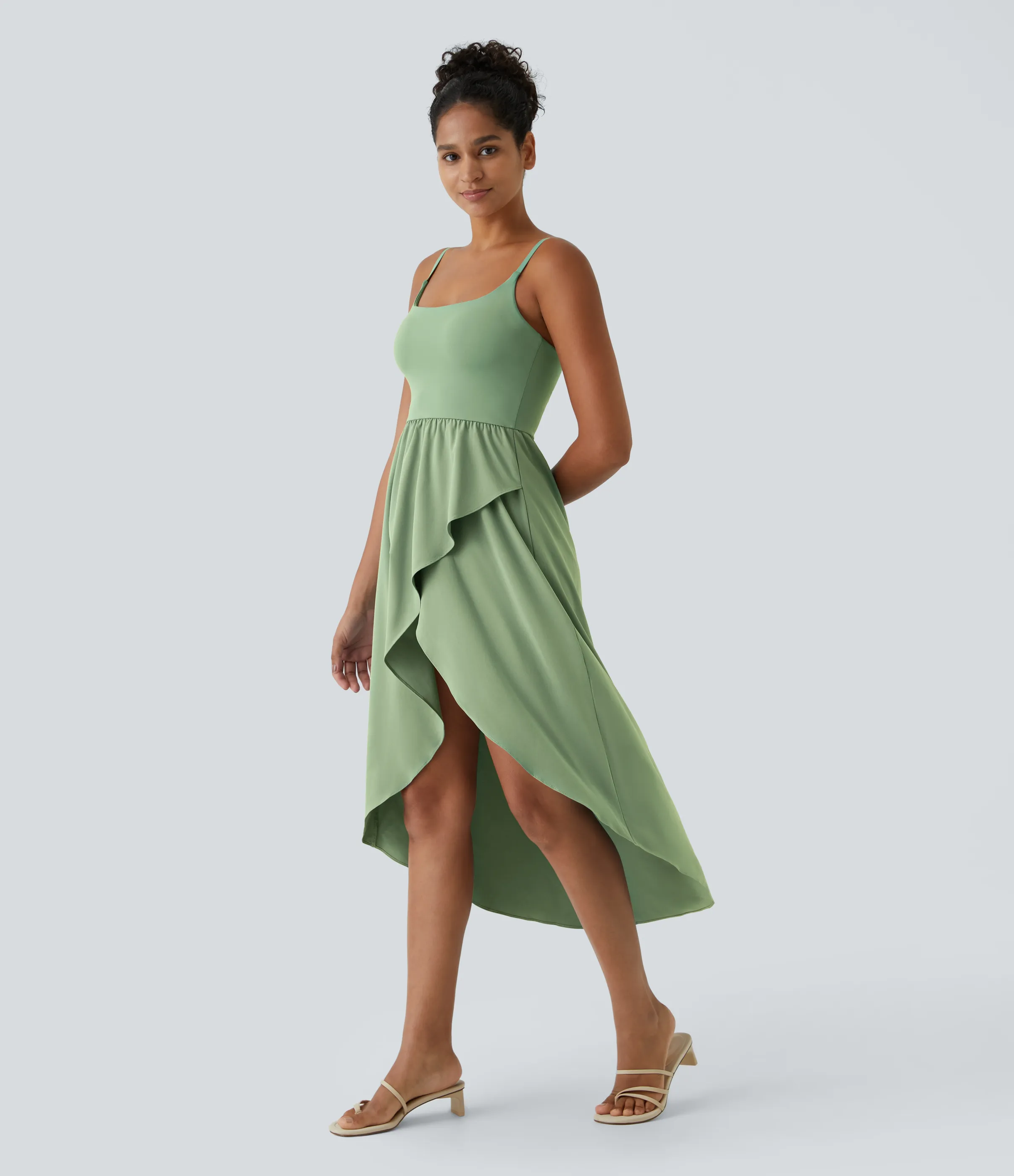 Halara Vestido Midi Breezeful™ 2 piezas tiro alto bajo sin espalda holgado secado rápido bolsillo lateral - Hot Wasabi - Green - XL sold by Halara product image thumbnail 4