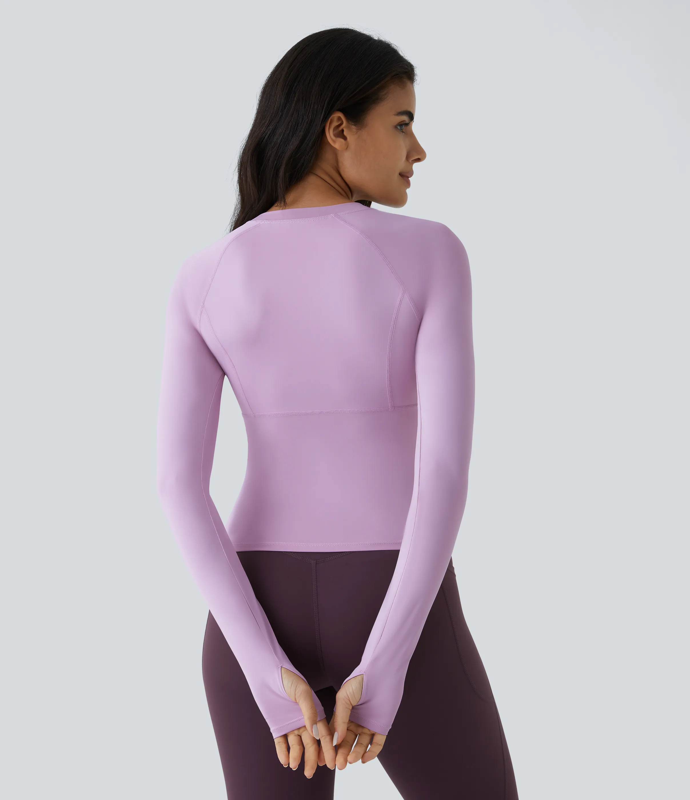 Halara Top deportivo yoga abertura pulgar - Plum Pink Purple - L(Long) sold by Halara product image thumbnail 5