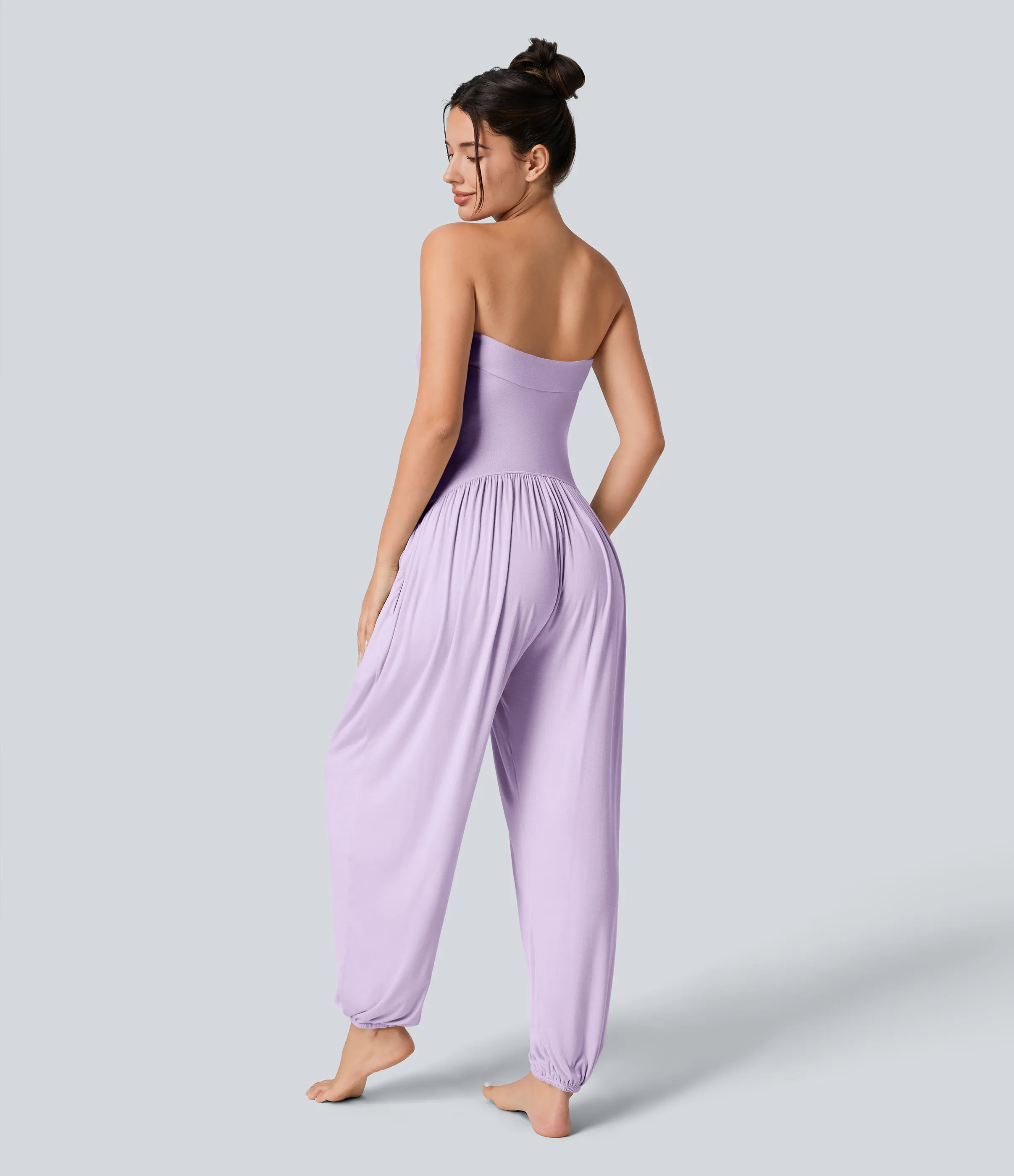 Halara Mono bolsillo lateral plisado sin espalda tubo acanalado - Misty Purple - S(regular) sold by Halara product image thumbnail 3