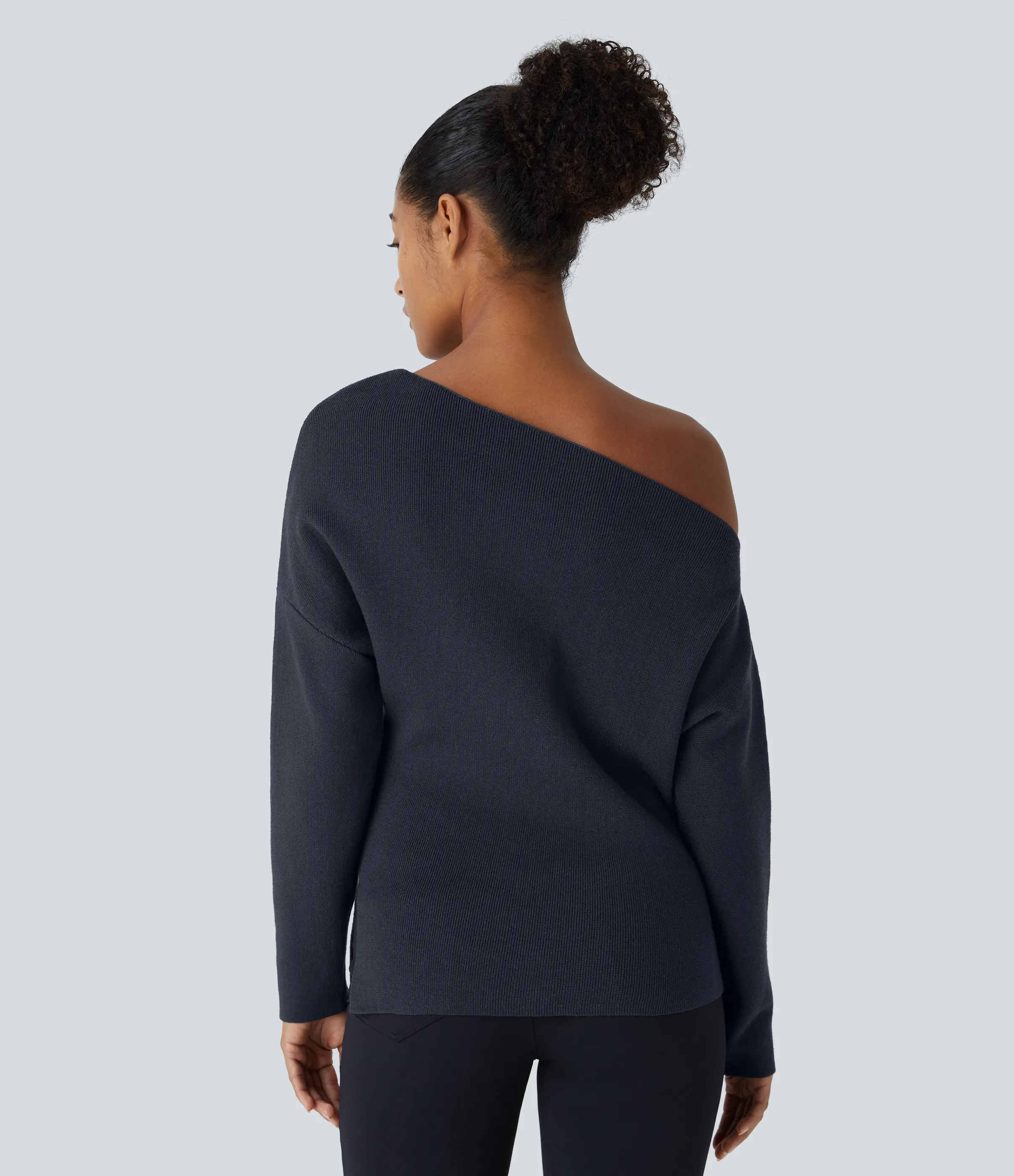 Halara Suéter oficina dividido manga larga sin hombro - Navy Blazer - XS sold by Halara product image thumbnail 3