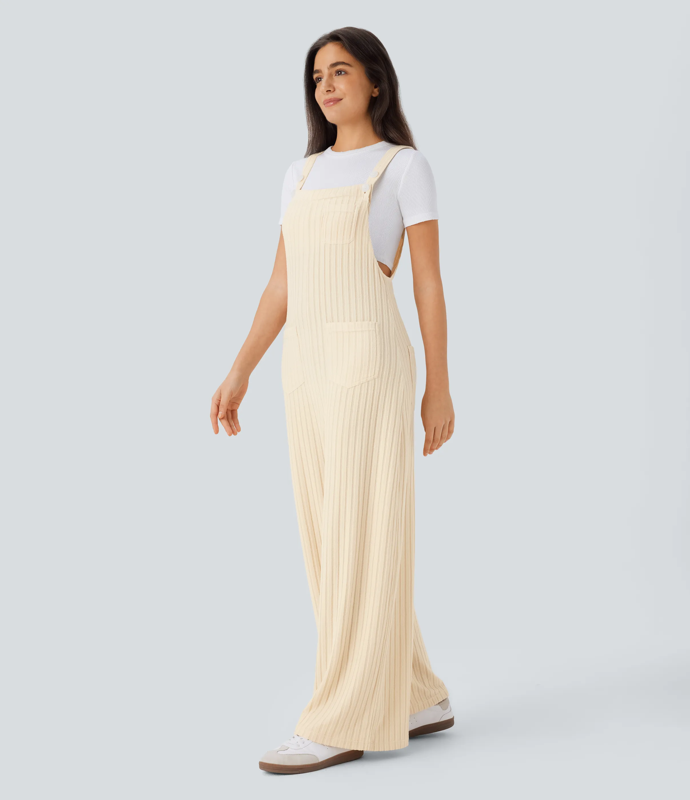 Halara Mono múltiple bolsillo botón tira ajustable acanalado - Buttercream - S(regular) sold by Halara product image thumbnail 4