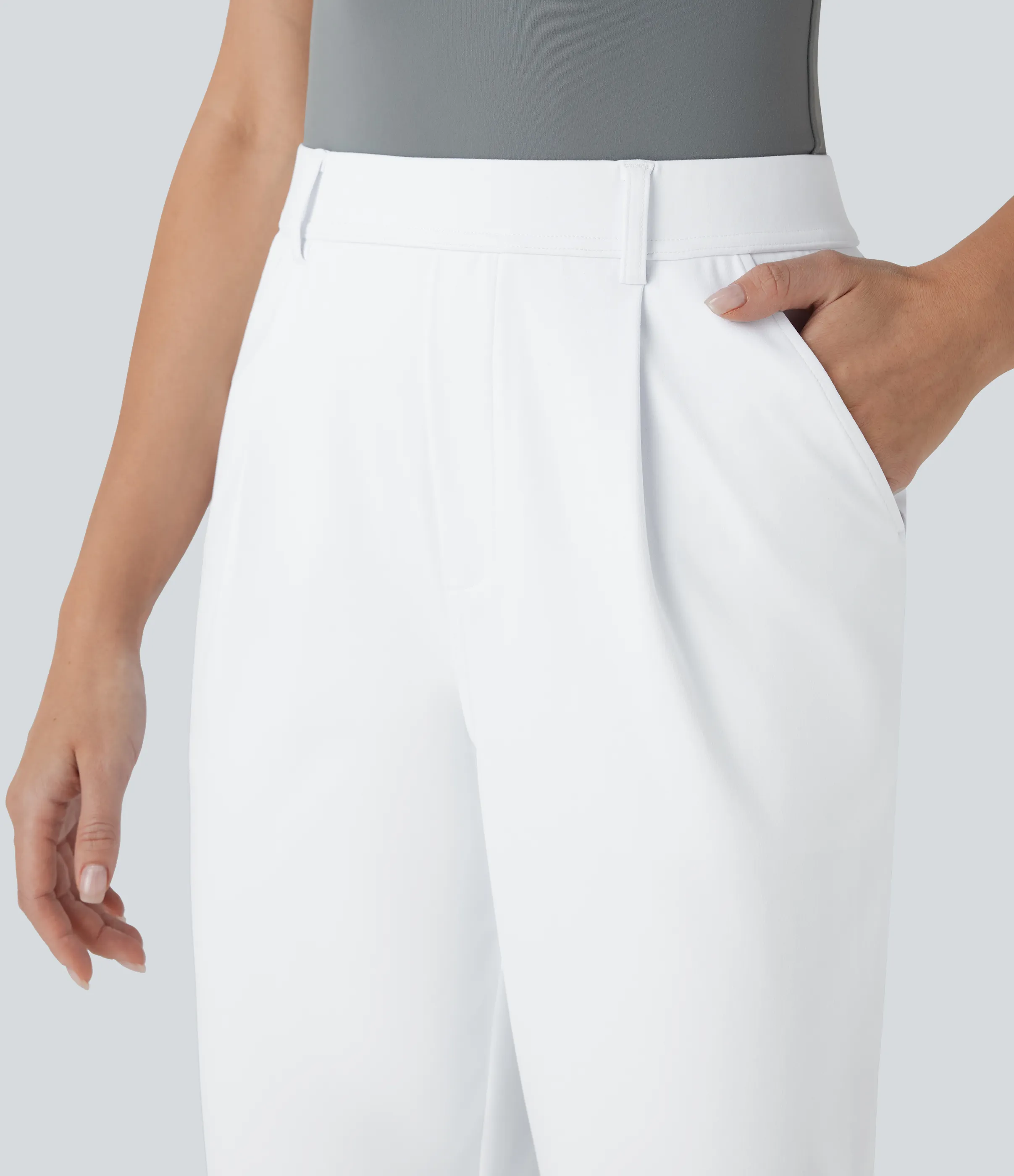 Halara Pantalón oficina tiro alto ajustado tobillo bolsillo lateral - White - XS(regular) sold by Halara product image thumbnail 5