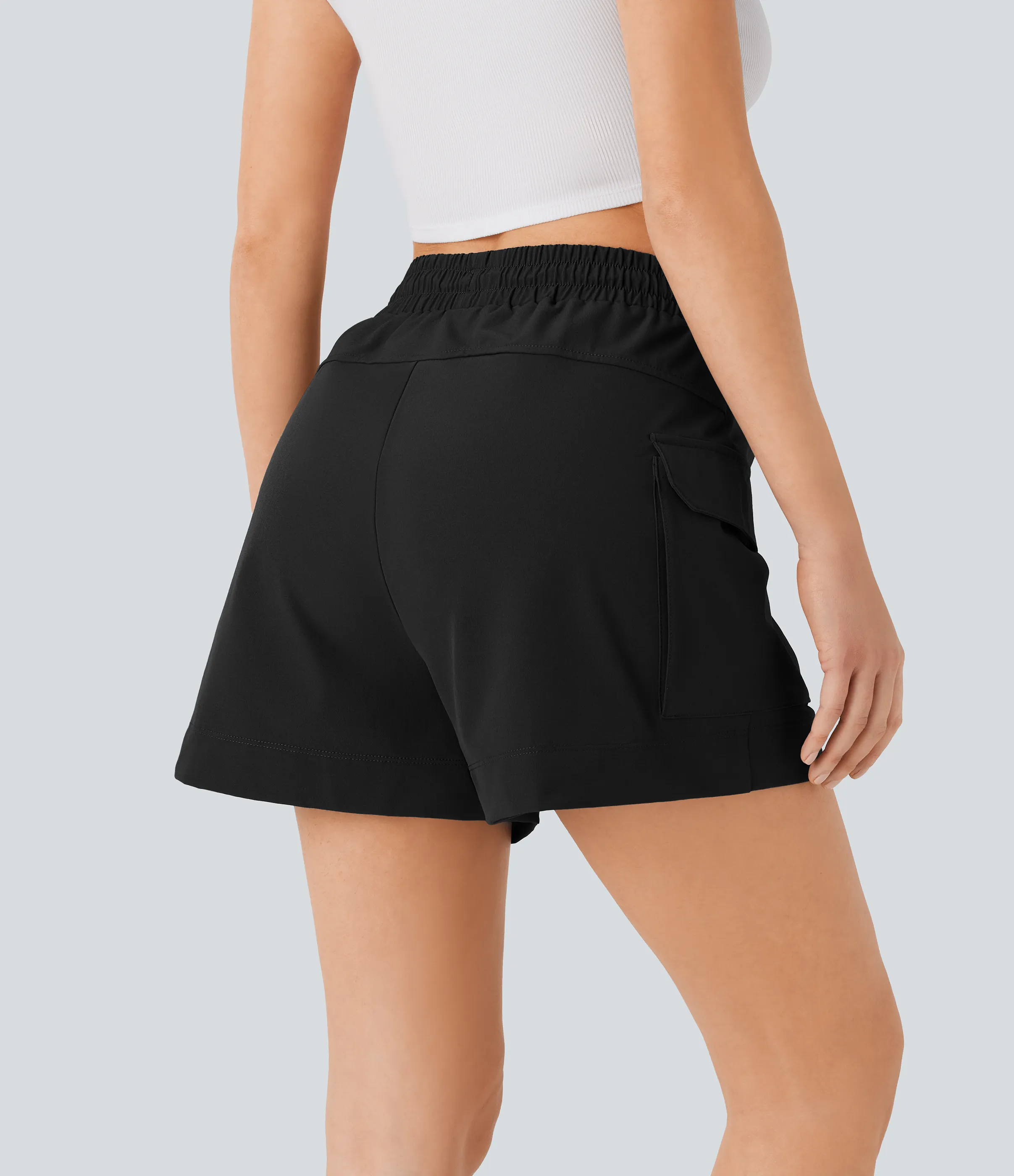 Halara Pantalón corto cargo bolsillo solapa cordón tiro alto - Black - XS sold by Halara product image thumbnail 3